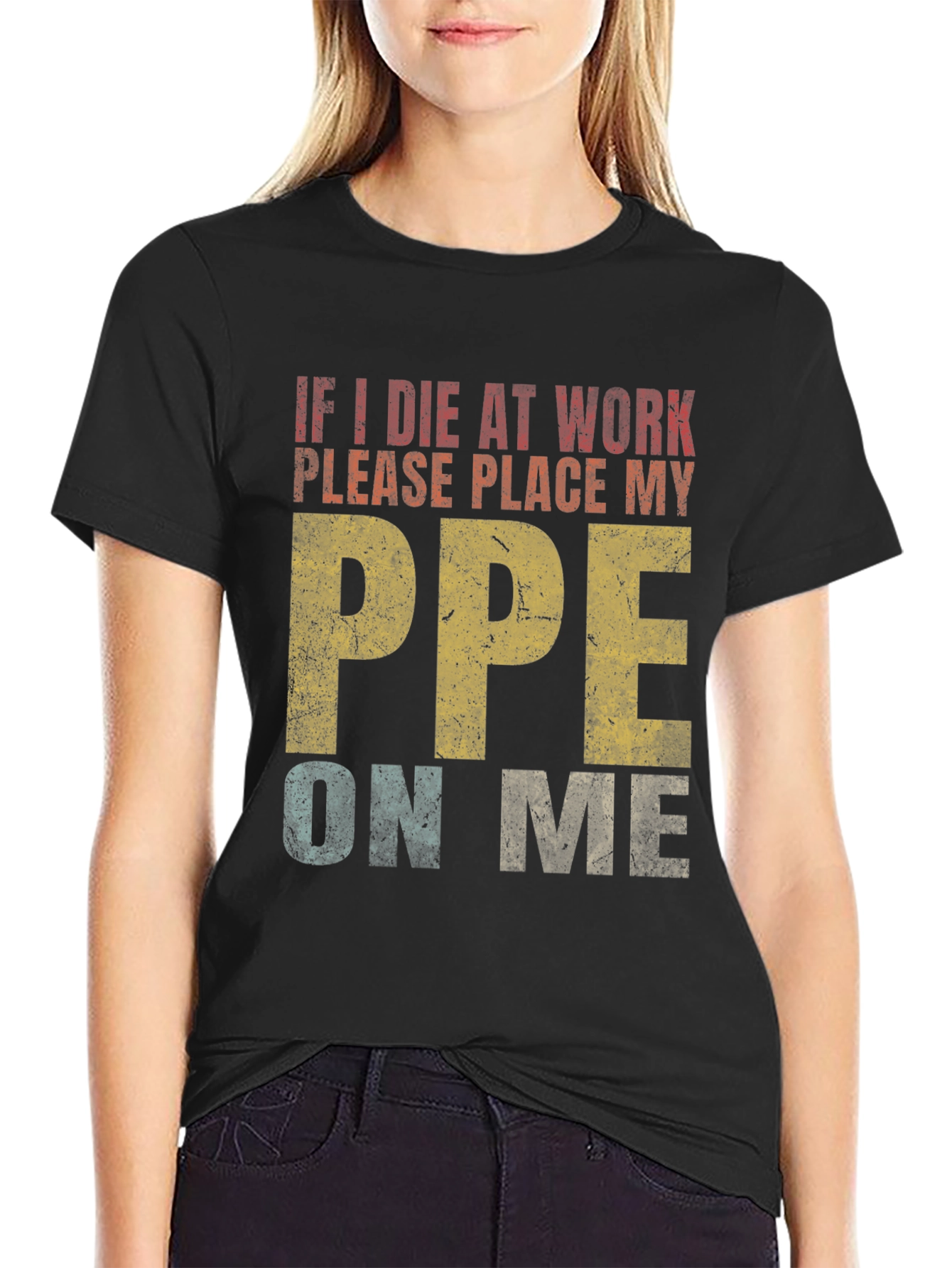 Black Funny PPE Work Shirt - Wear Your Safety Gear! view 2