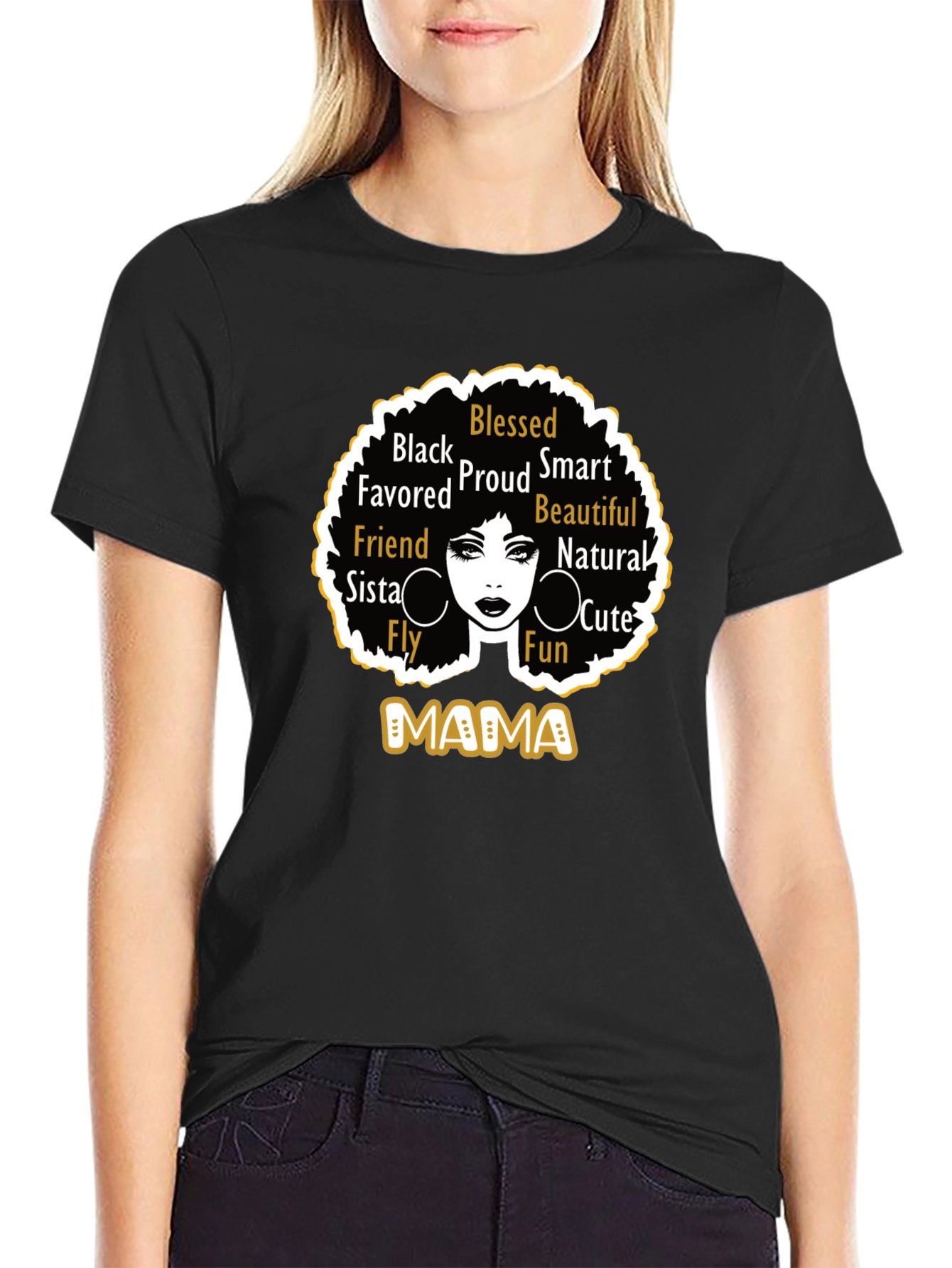 Black Black Mama Graphic Tee - Blessed, Proud, Beautiful view 2