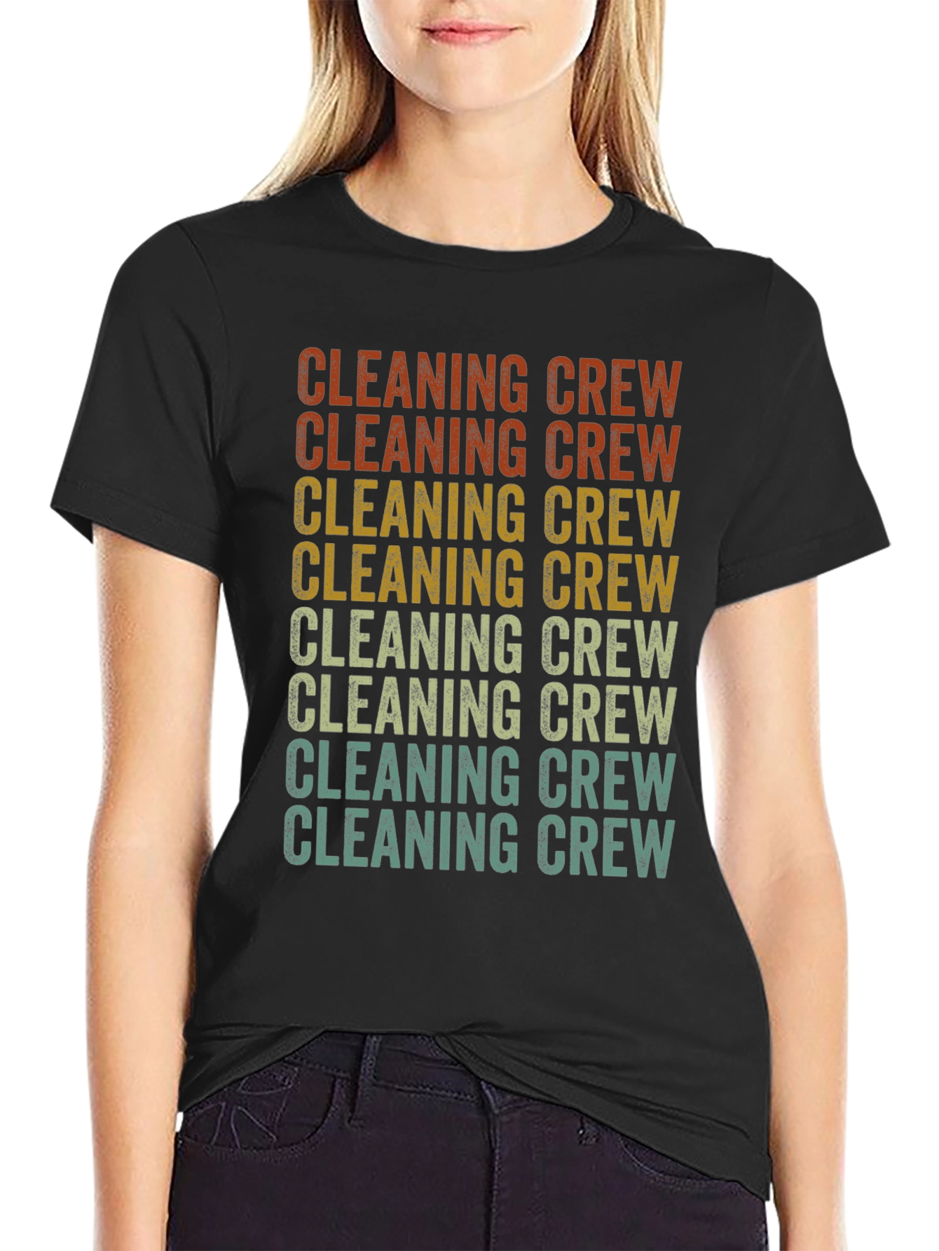 Black Cleaning Crew Retro Graphic T-Shirt view 2