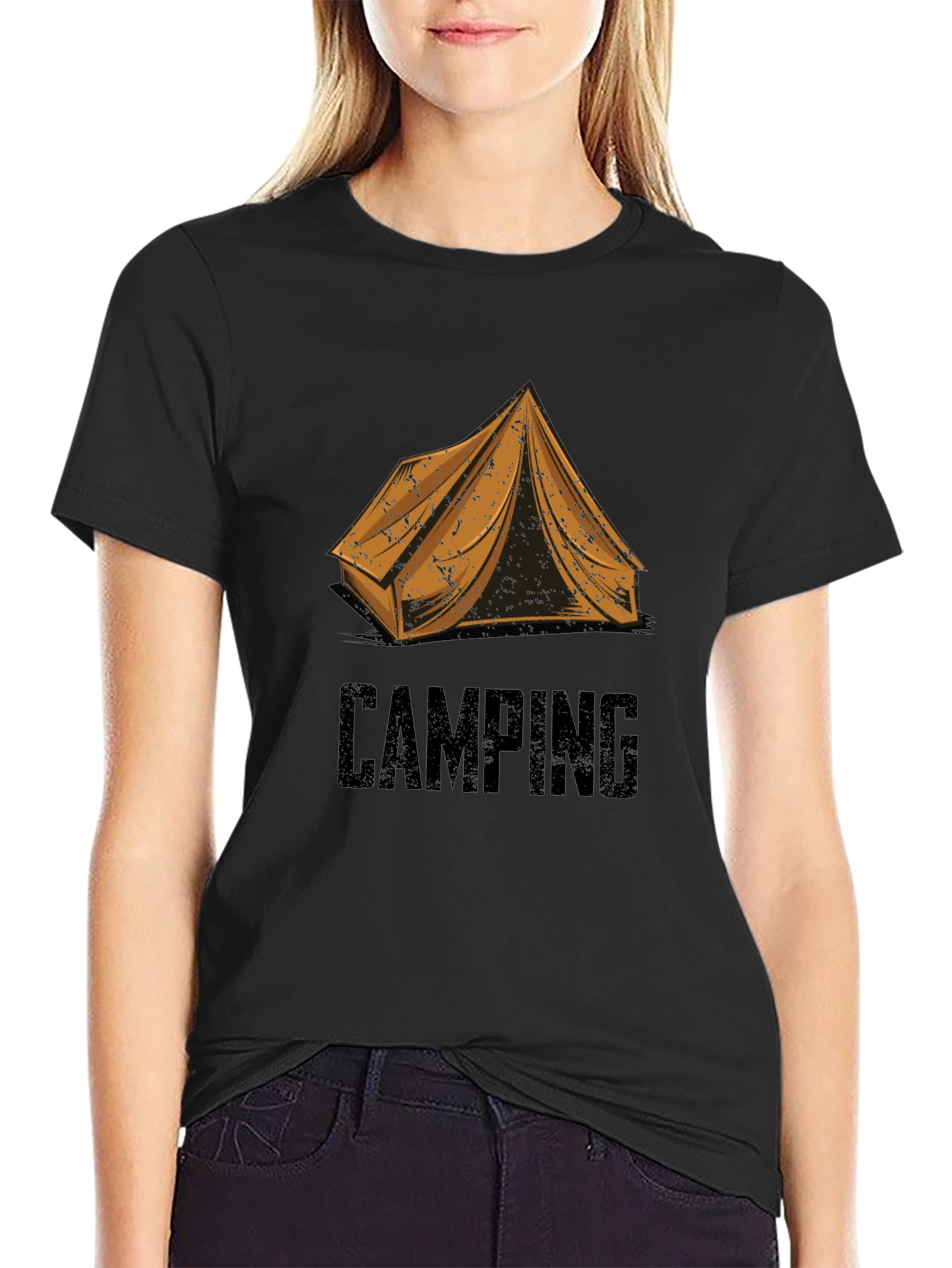 Black Camping Adventure T-Shirt - Outdoor Explorer Tee view 2
