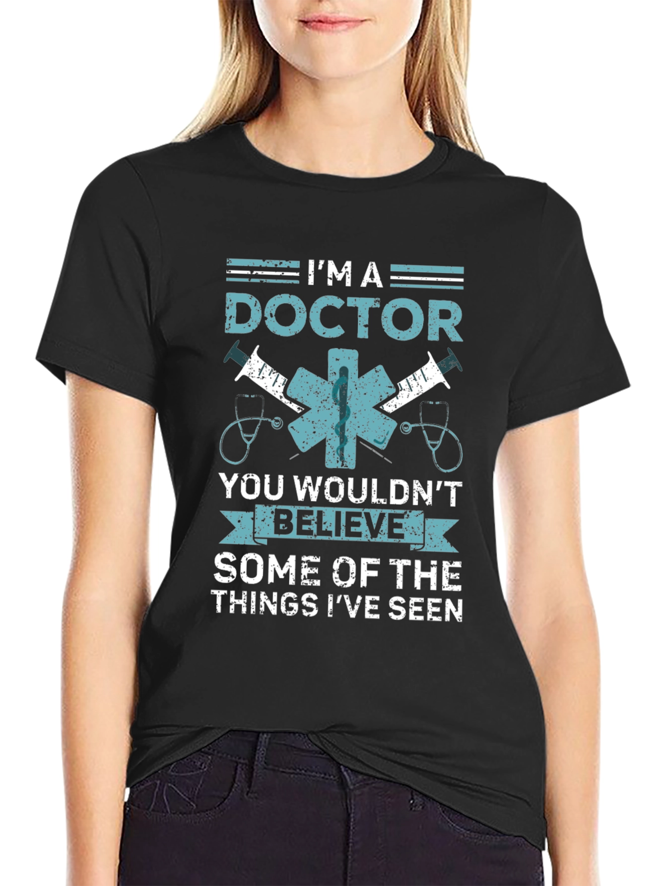 Black I'm A Doctor T-Shirt - Funny Medical Graphic Tee view 2