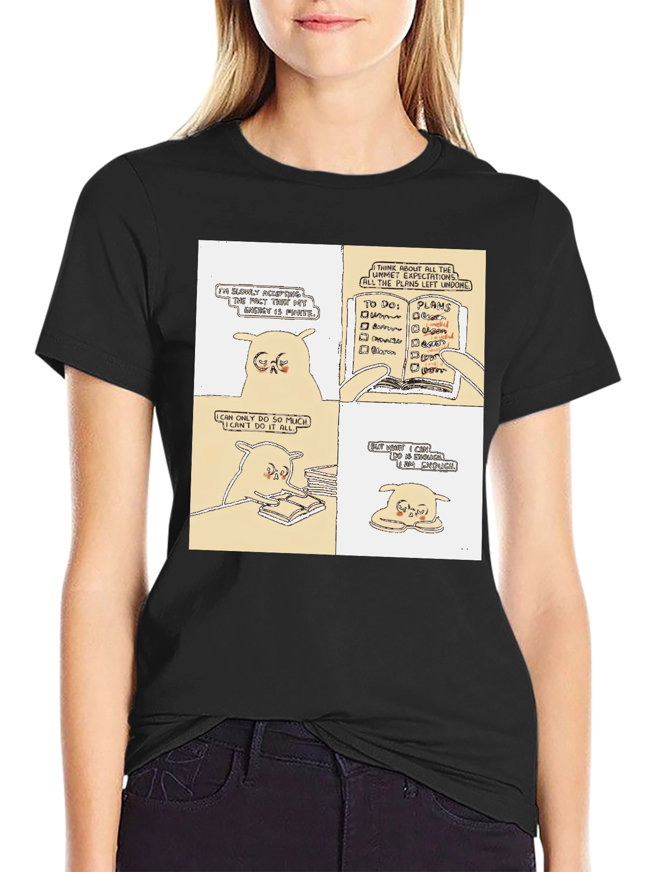 Black Funny Cat Meme T-Shirt - Energy is Finite view 2