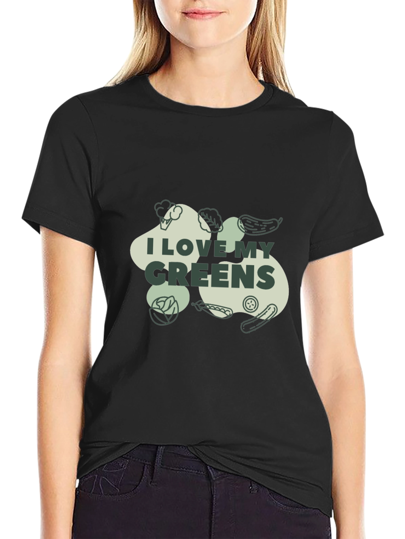 Black I Love My Greens Graphic Tee - Unisex Black T-Shirt view 2