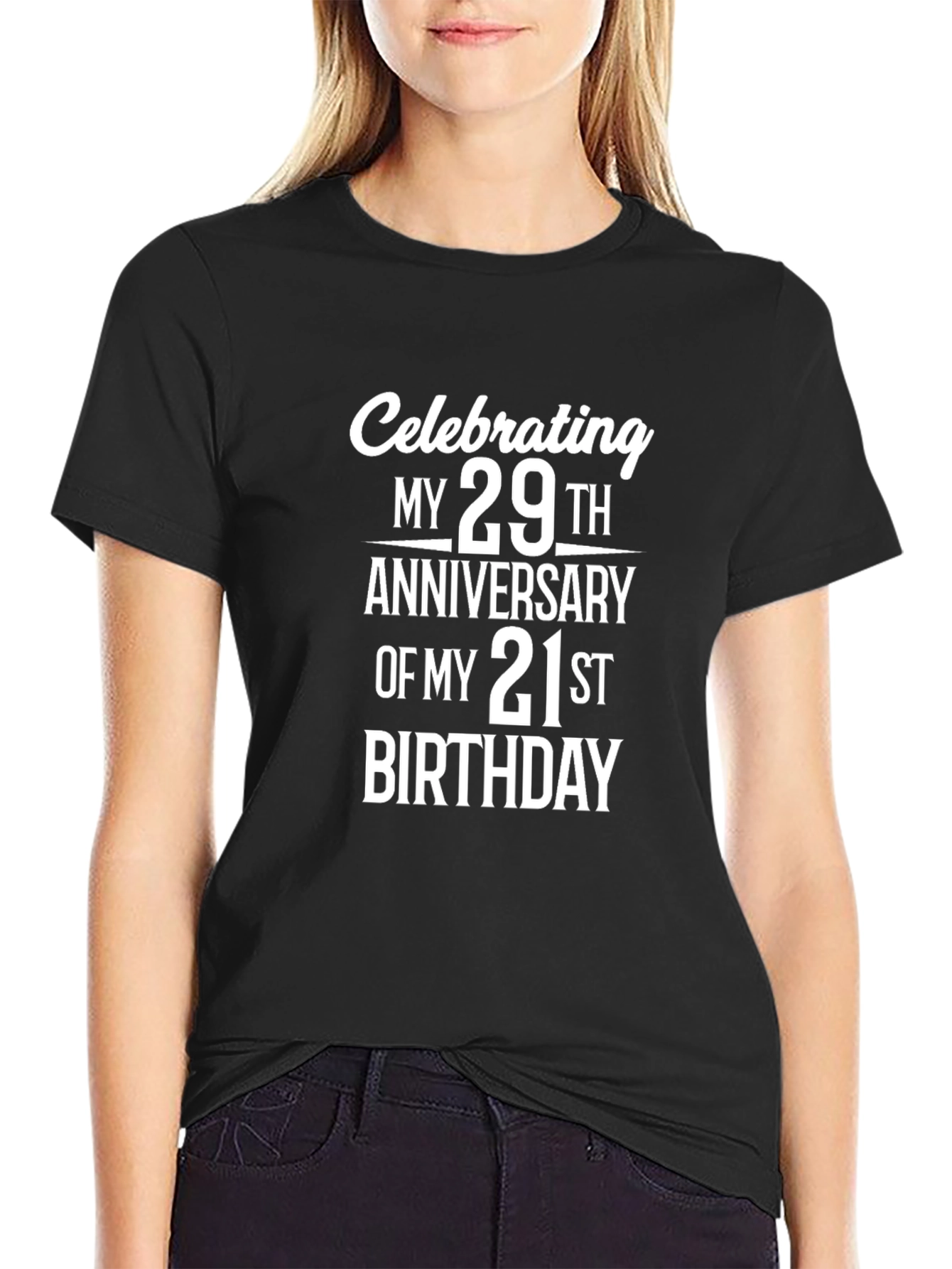 Black Funny 50th Birthday T-Shirt - 29th Anniversary of 21st Bday view 2