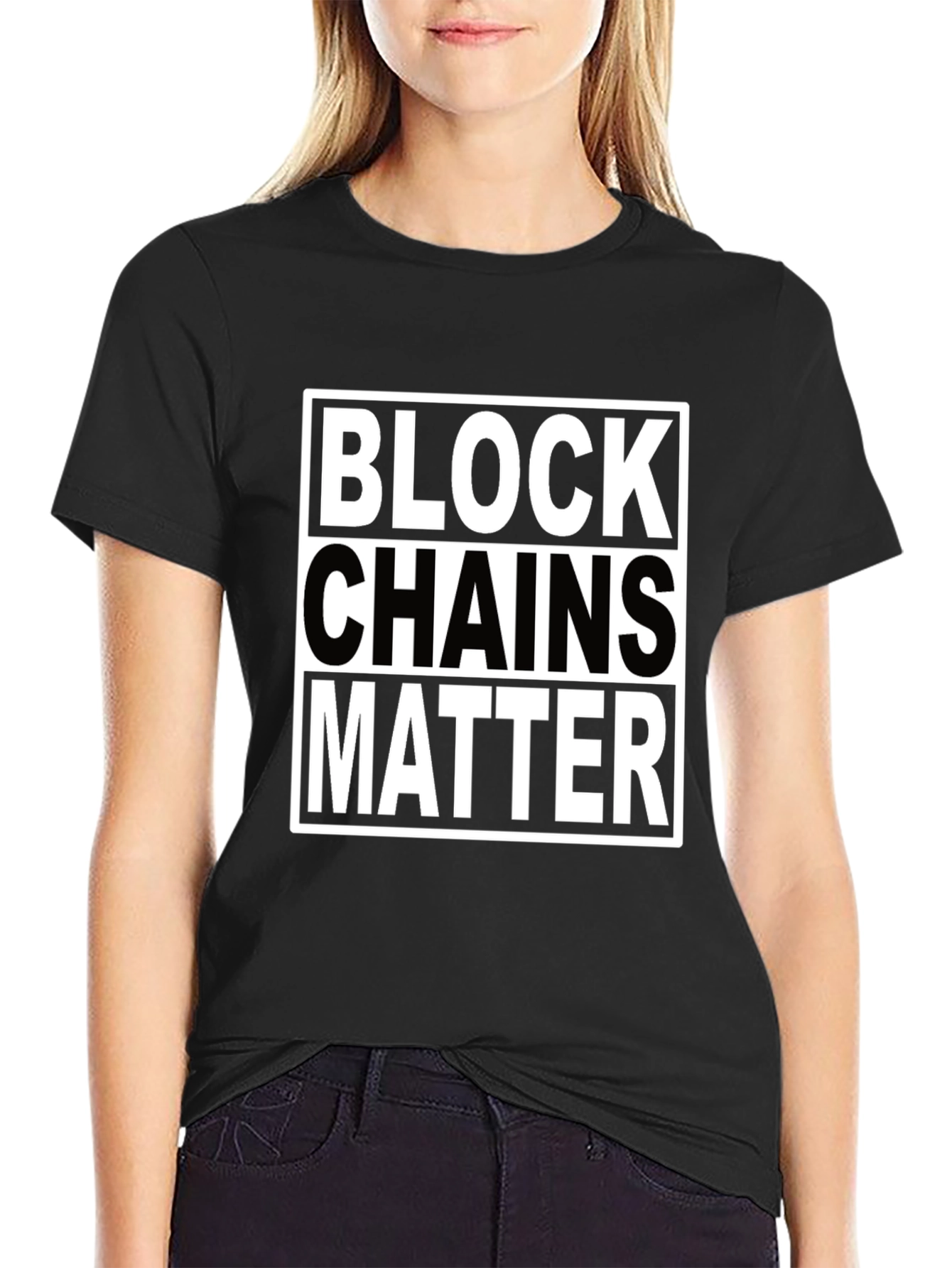 Black Blockchains Matter T-Shirt - Bold Graphic Tee view 2