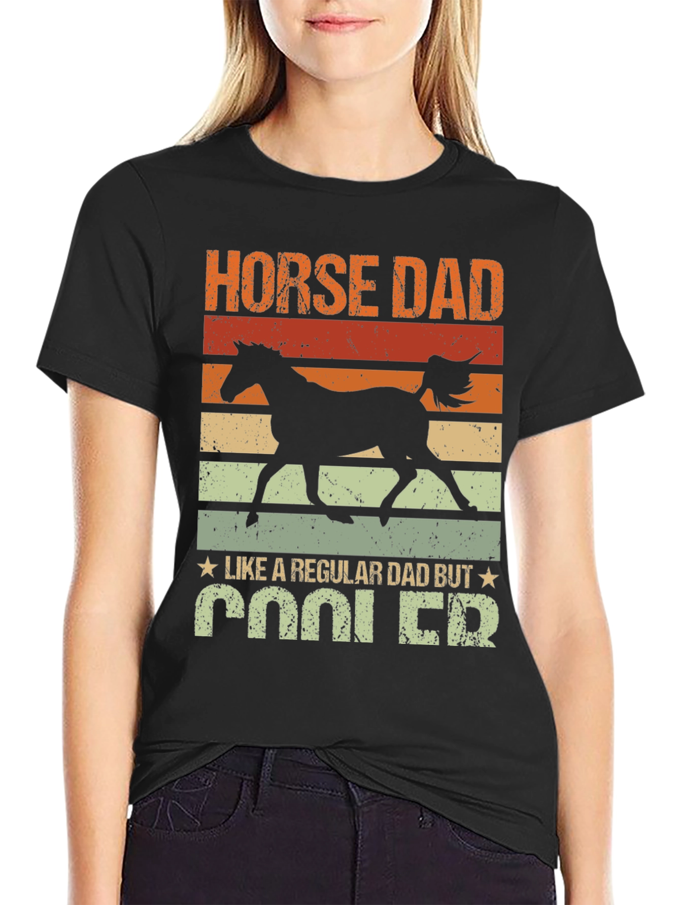 Black Horse Dad T-Shirt - Regular Dad But Cooler view 2