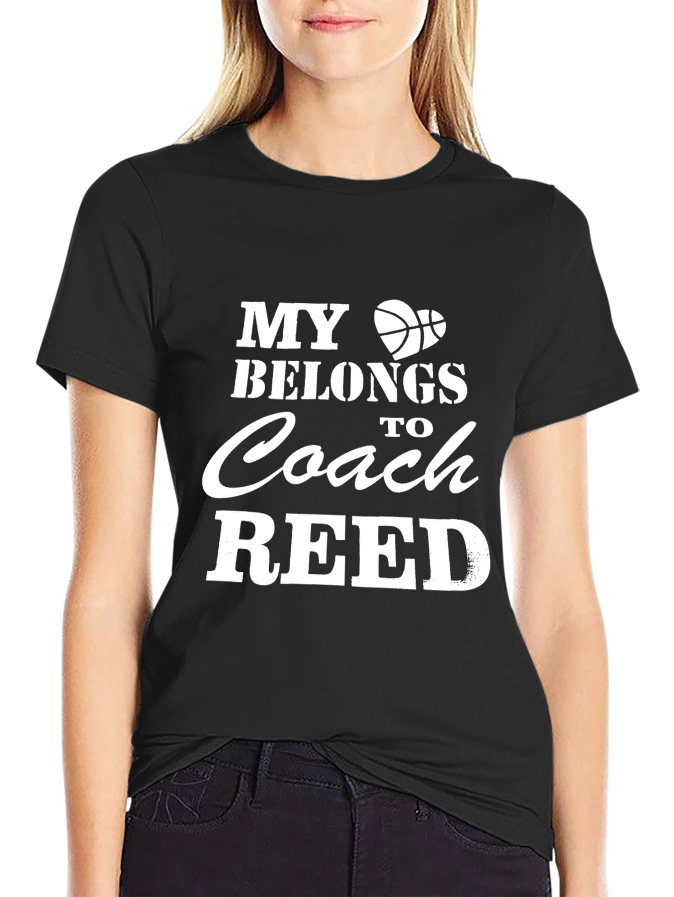 Black Basketball Coach Shirt: My Heart Belongs to Coach Reed view 2