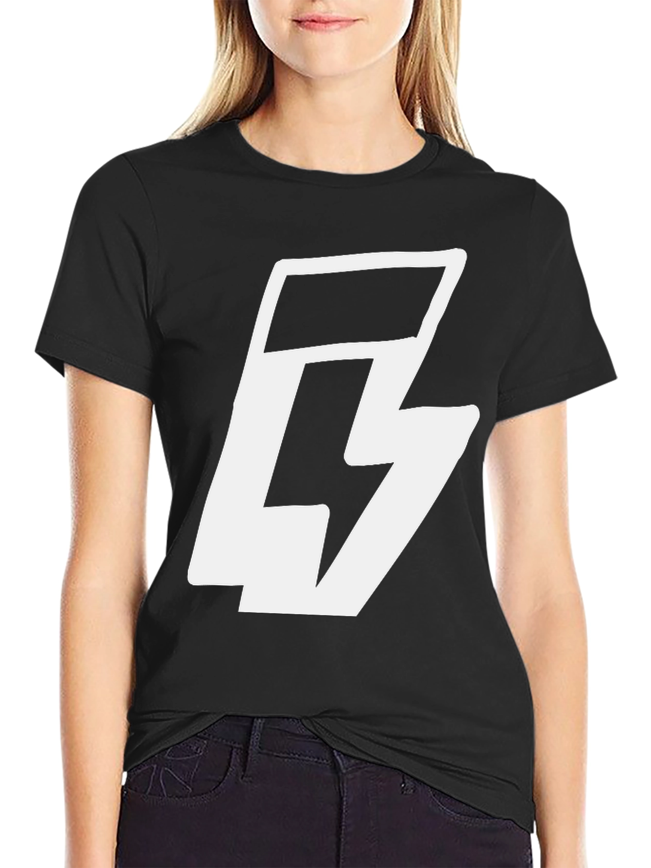 Black Bold Graphic Tee - Black T-Shirt with White Logo view 2