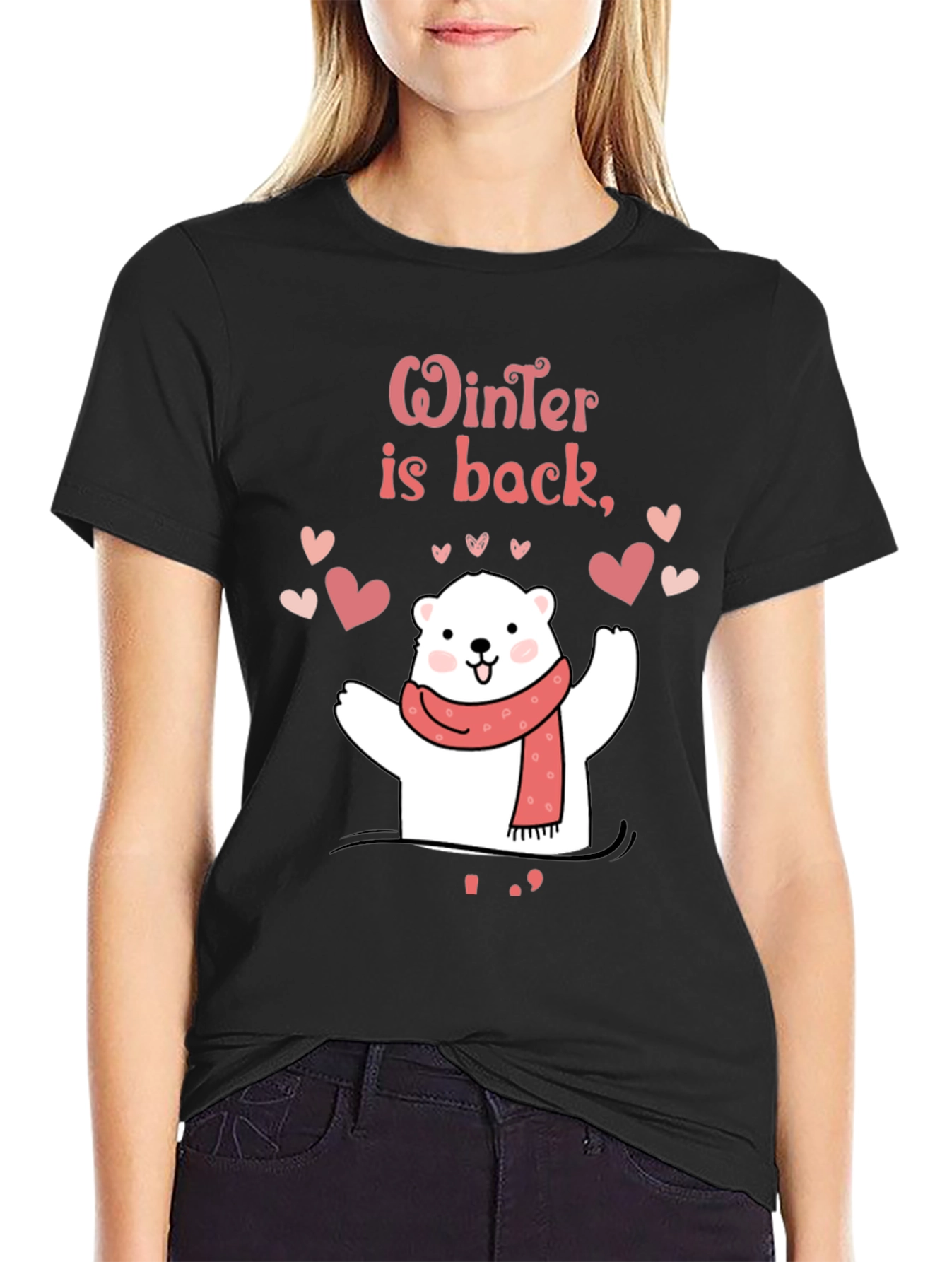 Black Winter Is Back Polar Bear T-Shirt view 2