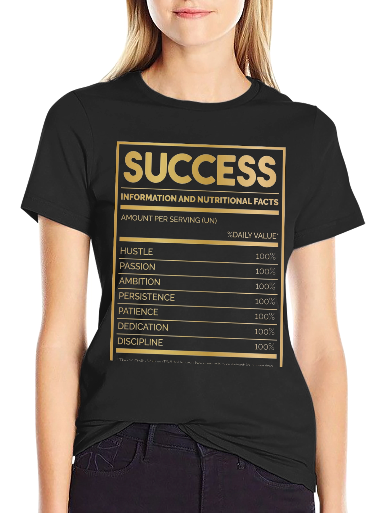 Black Success Nutrition Facts T-Shirt view 2