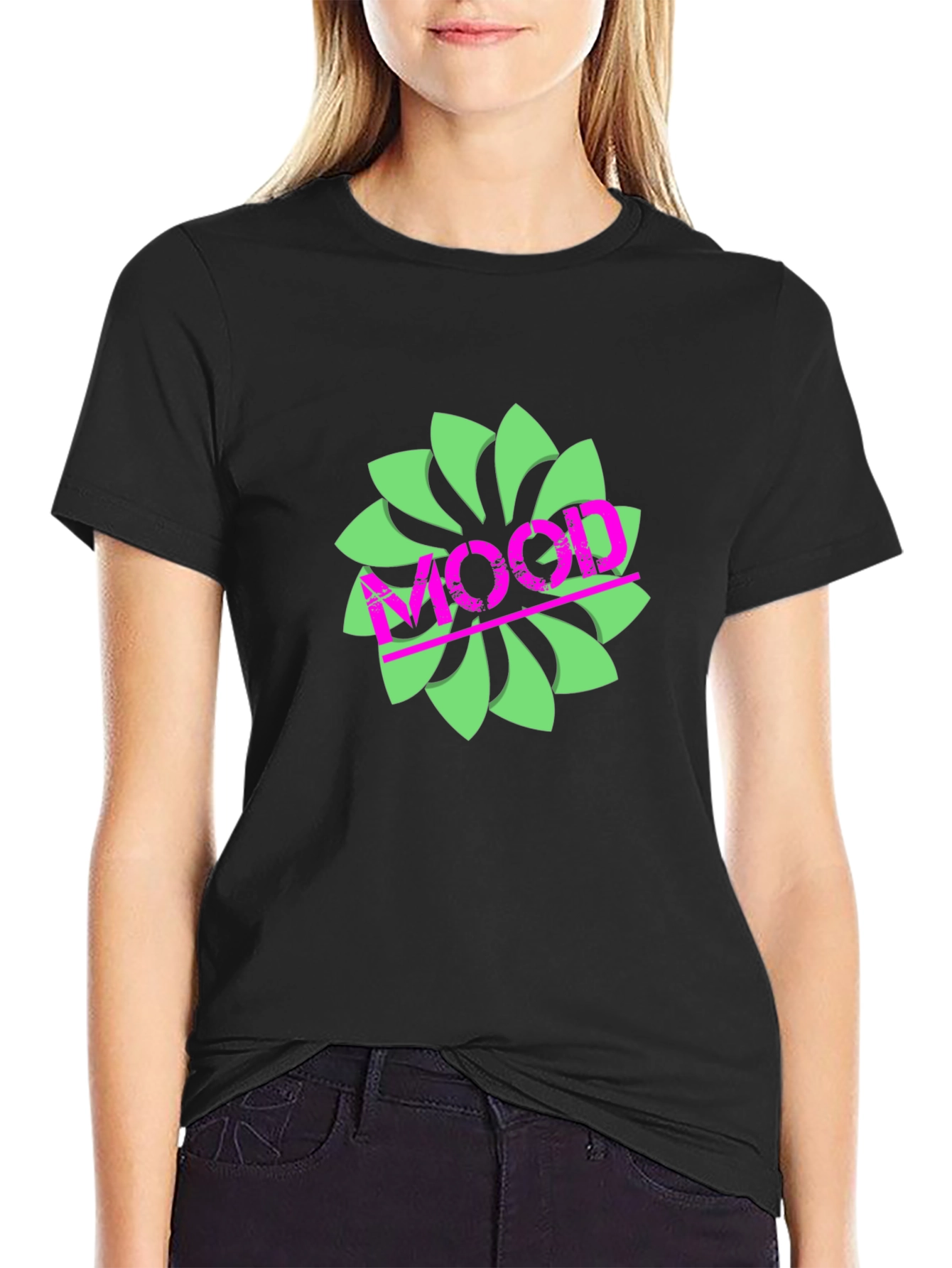 Black Mood Flower Graphic Tee - Cool Casual Style view 2