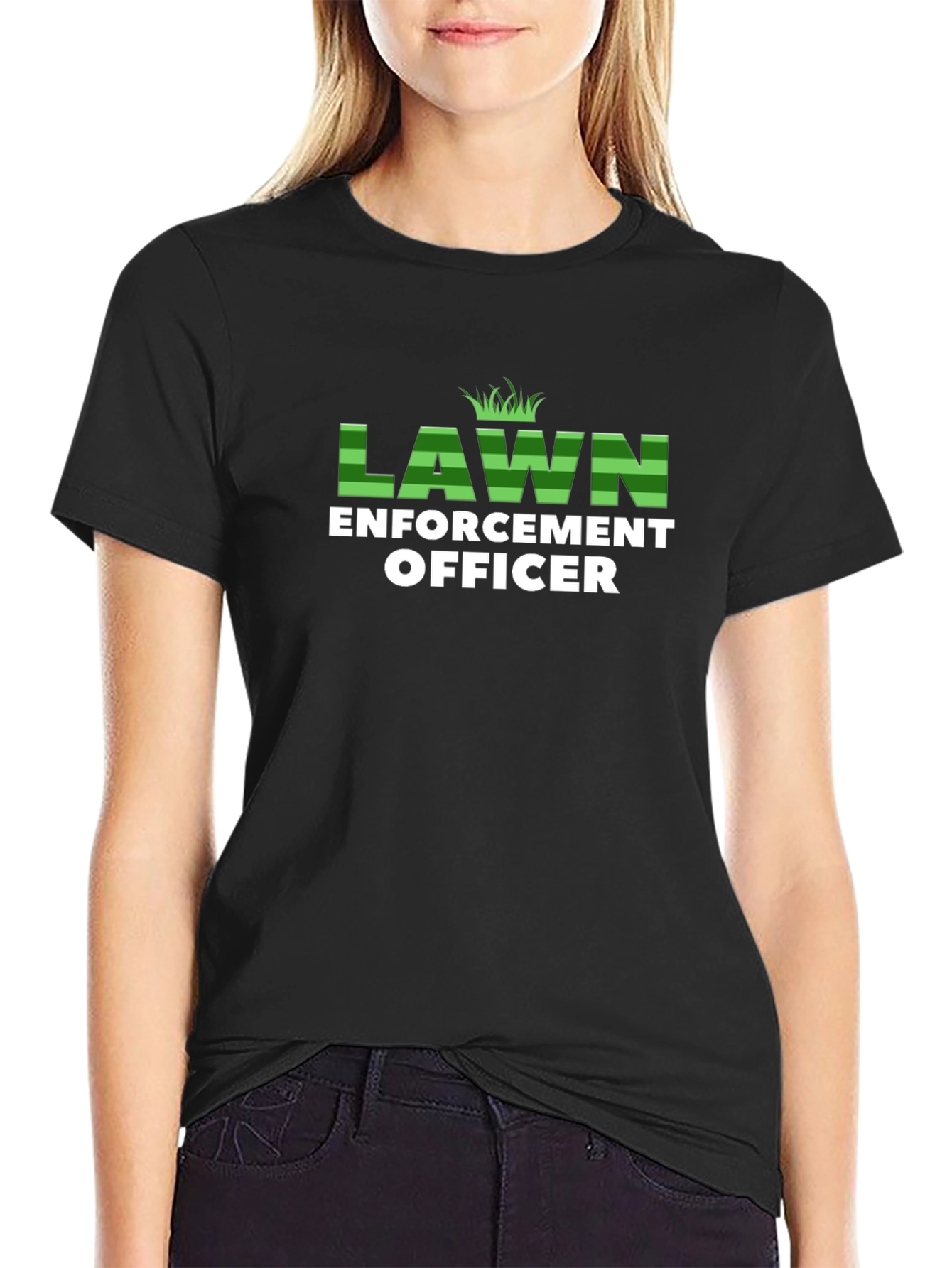 Black Lawn Enforcement Officer Graphic T-Shirt view 2