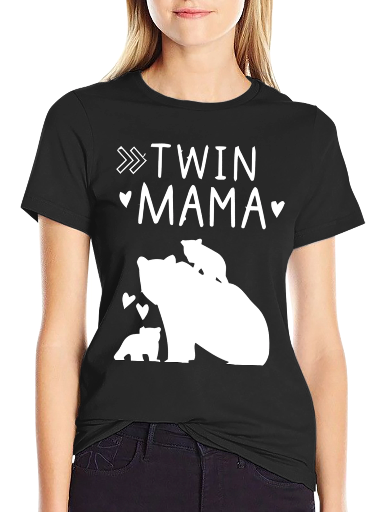 Black Twin Mama Bear T-Shirt view 2