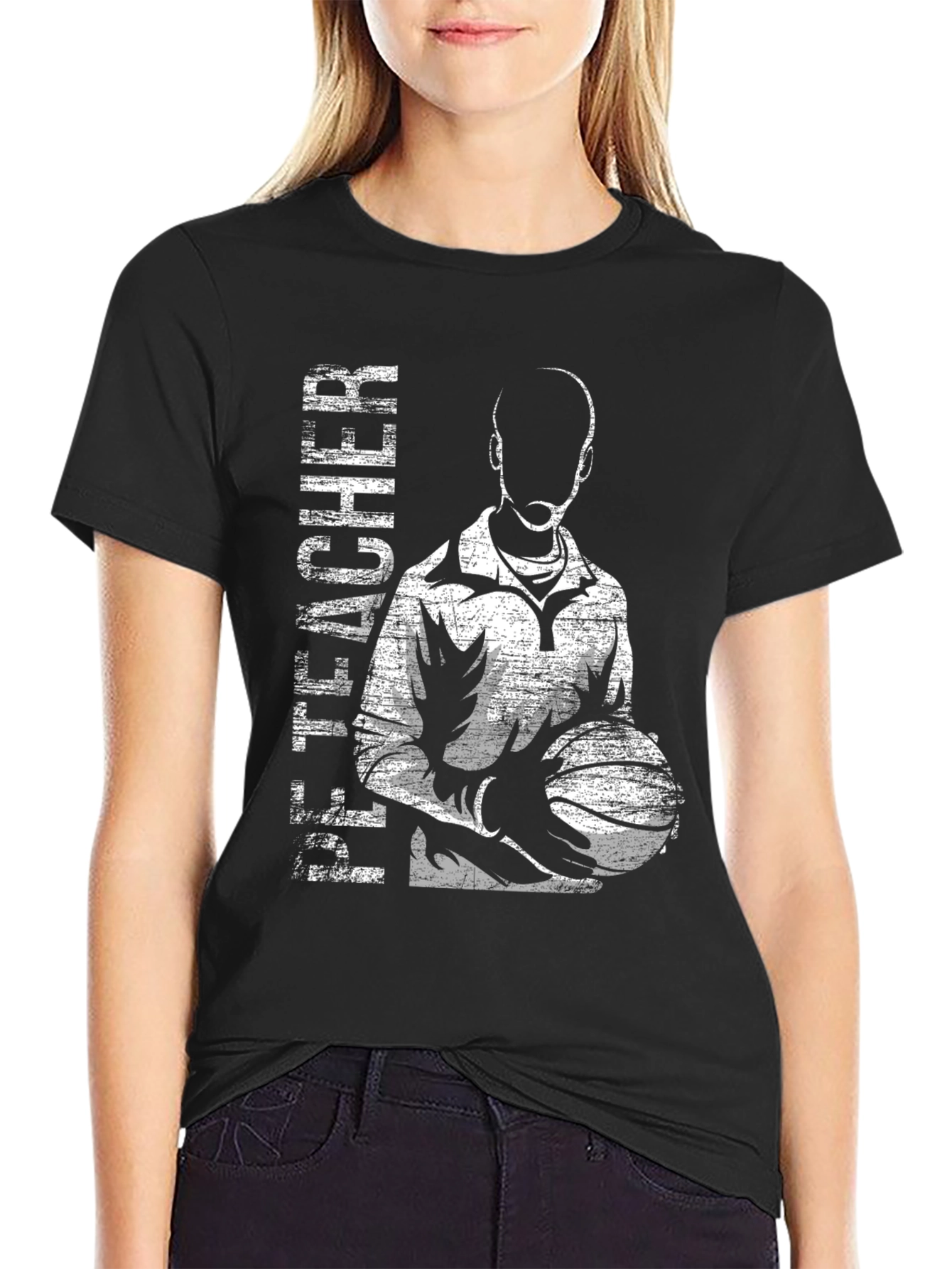 Black Basketball Teacher T-Shirt - Stylish Graphic Tee view 2