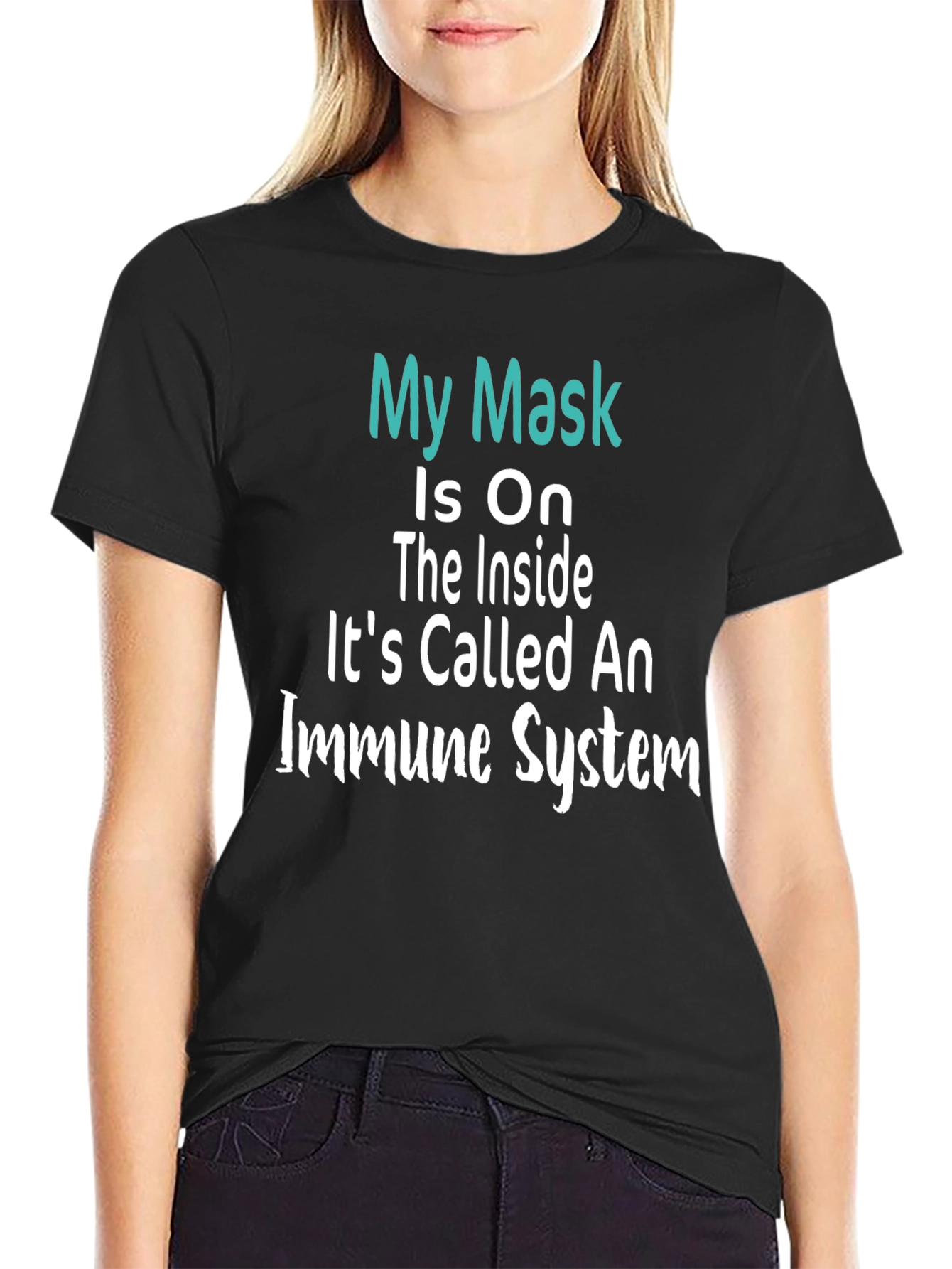 Black My Mask is On Immune System T-Shirt view 2