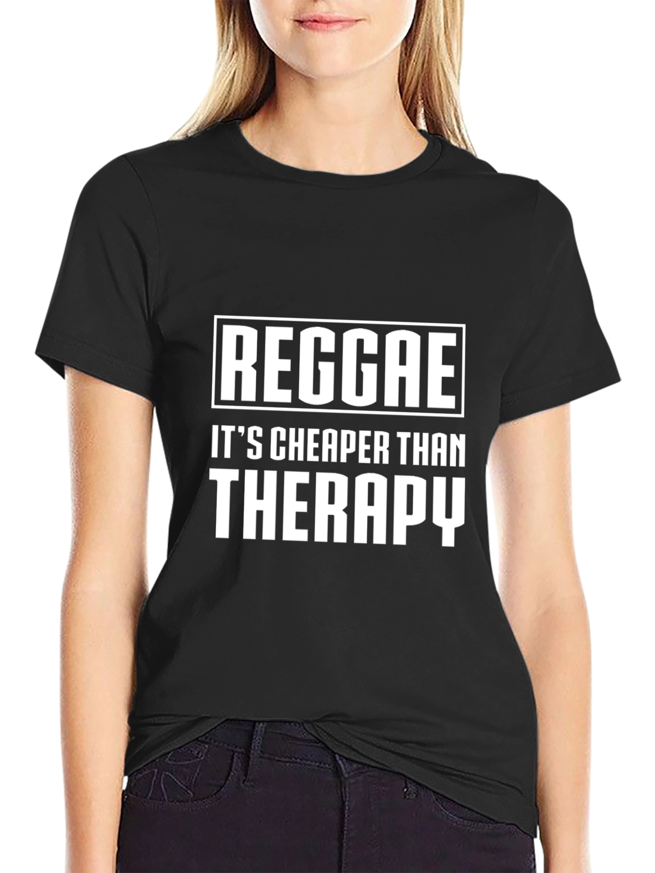Black Reggae is Cheaper Than Therapy Graphic T-Shirt view 2