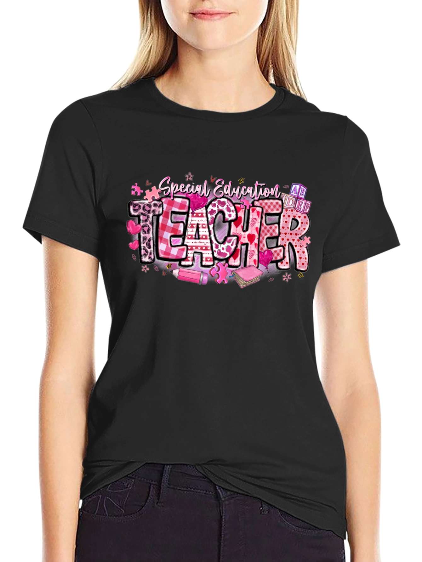 Black Special Education Teacher T-Shirt view 2