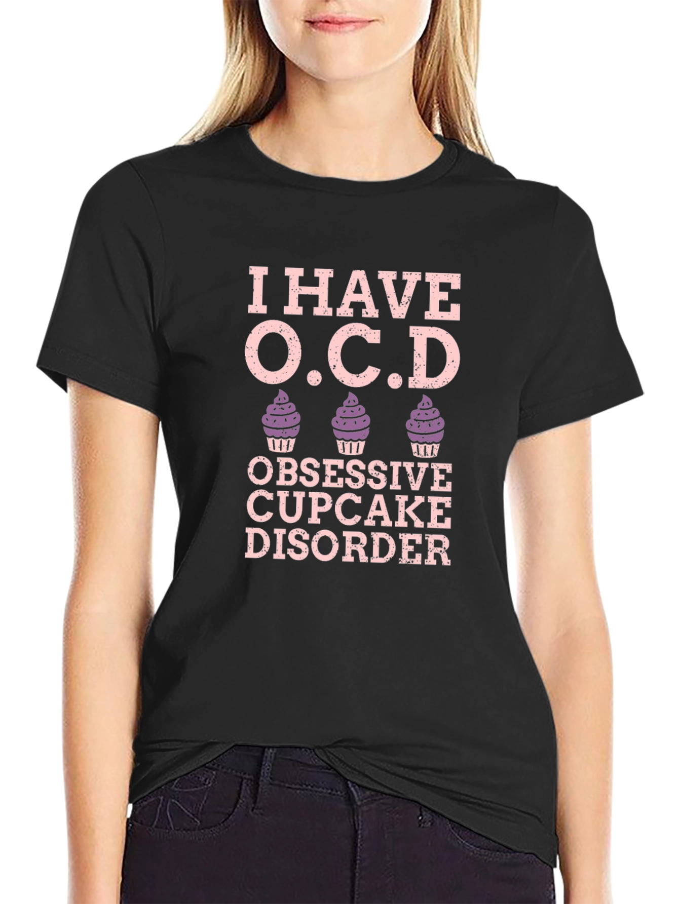 Black Obsessive Cupcake Disorder T-Shirt view 2