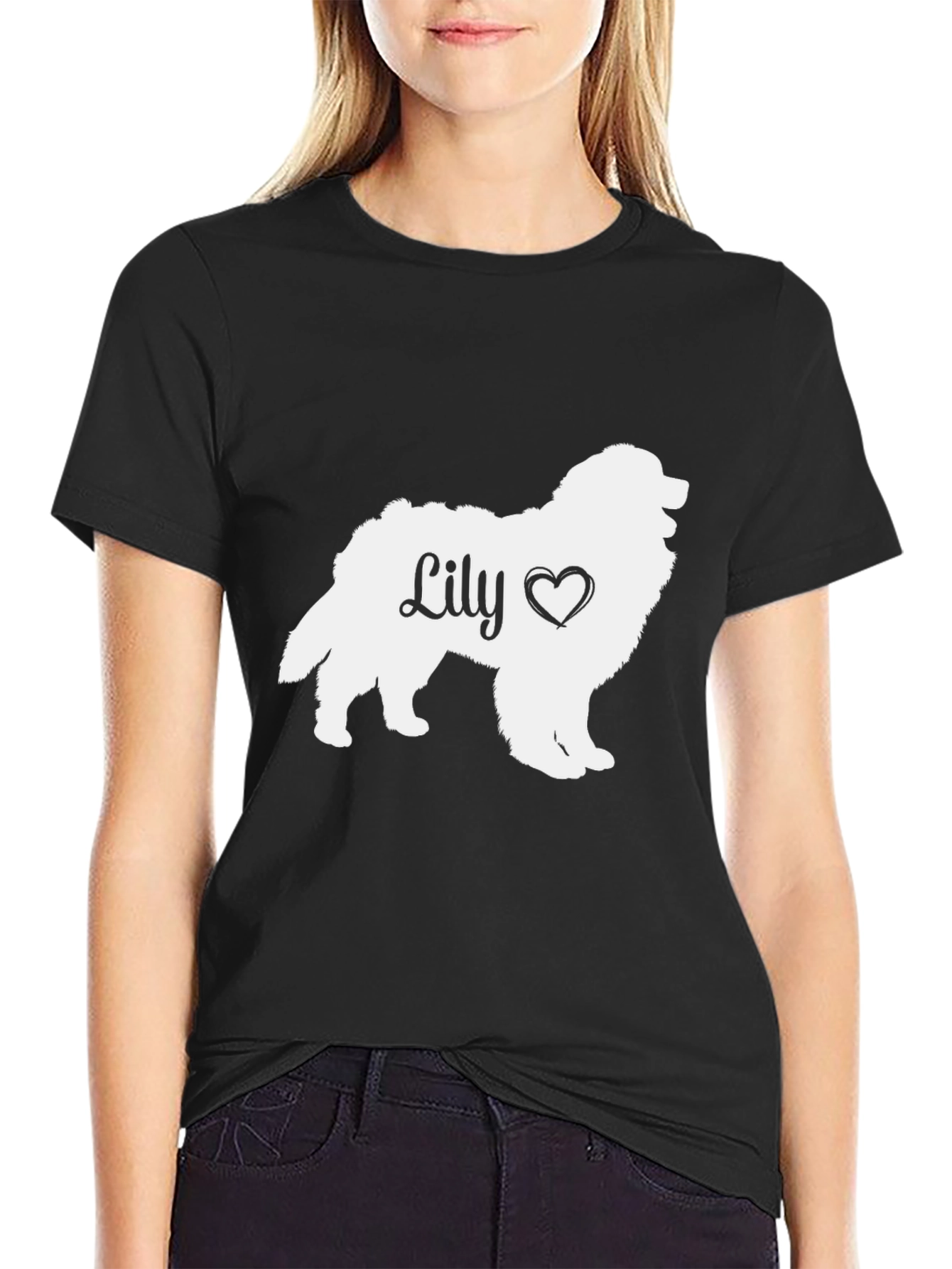 Black Lily Dog Silhouette T-Shirt - Pet Lover Tee view 2