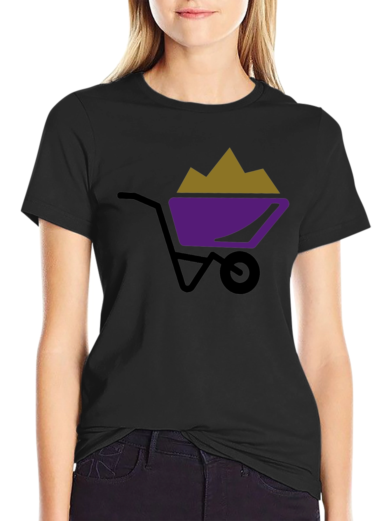 Black Wheelbarrow Graphic Tee - Black Cotton Shirt view 2