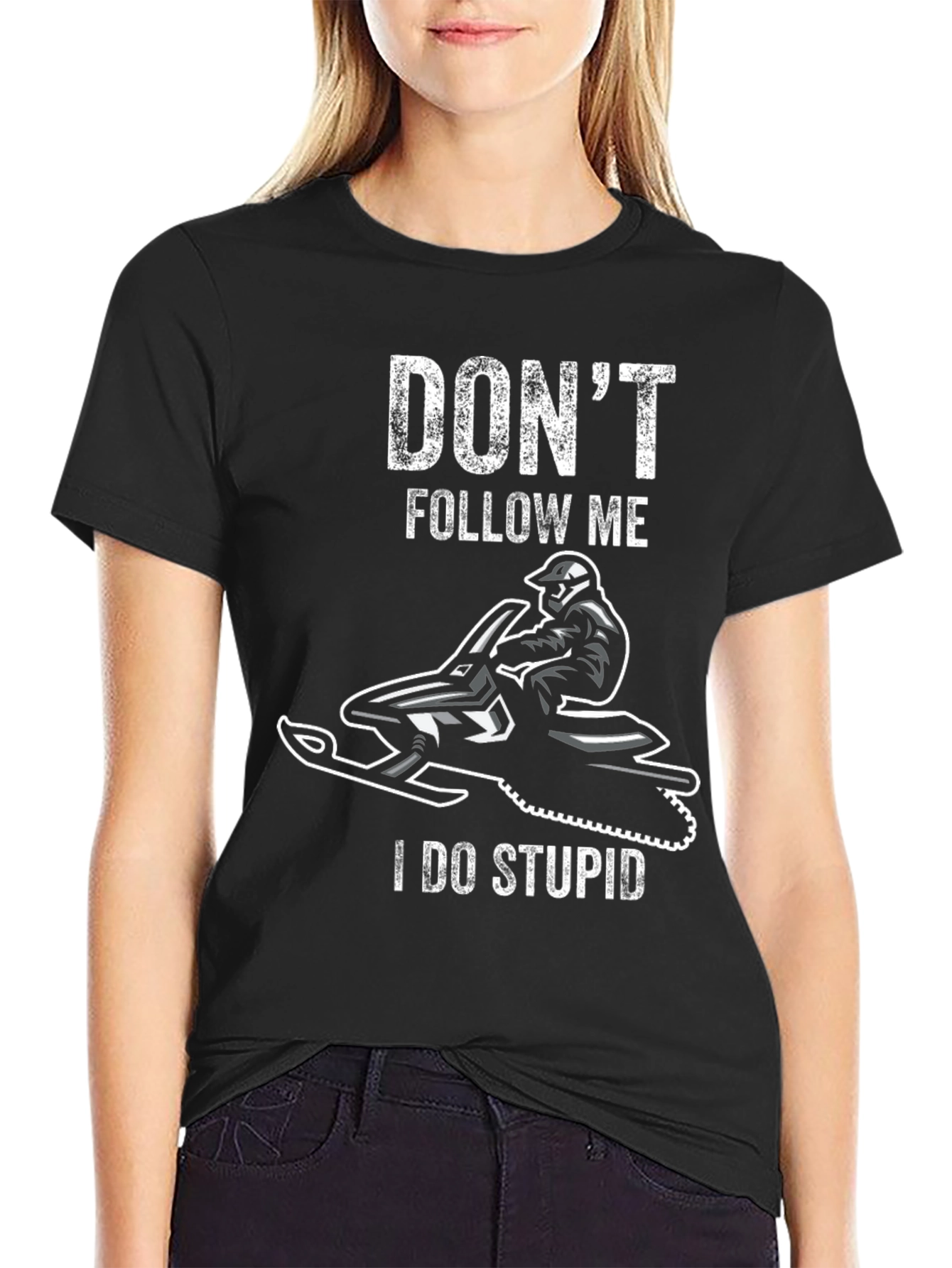 Black Don't Follow Me I Do Stupid T-Shirt view 2