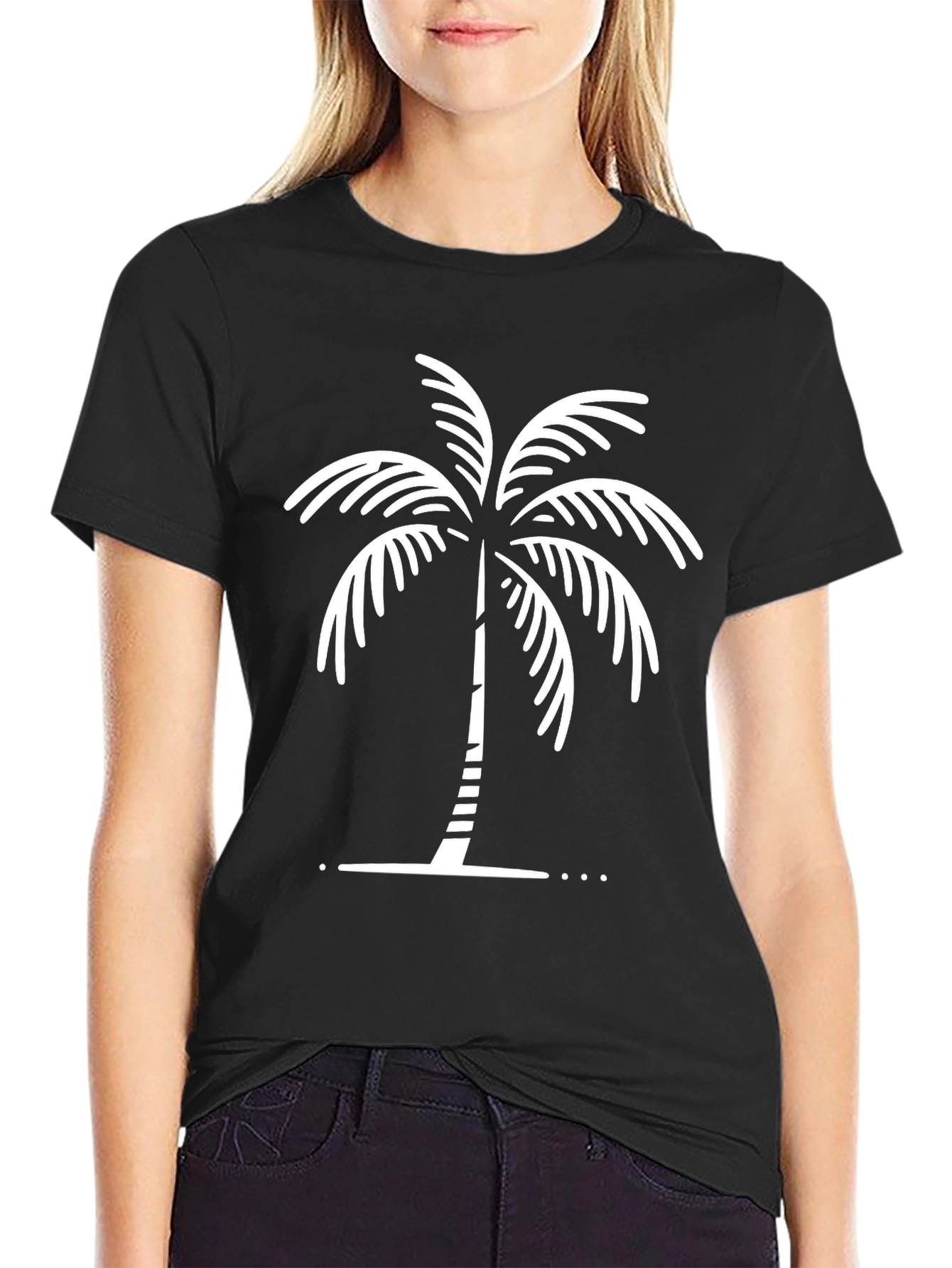 Black Palm Tree Graphic Tee - Relaxed Fit Cotton Shirt view 2