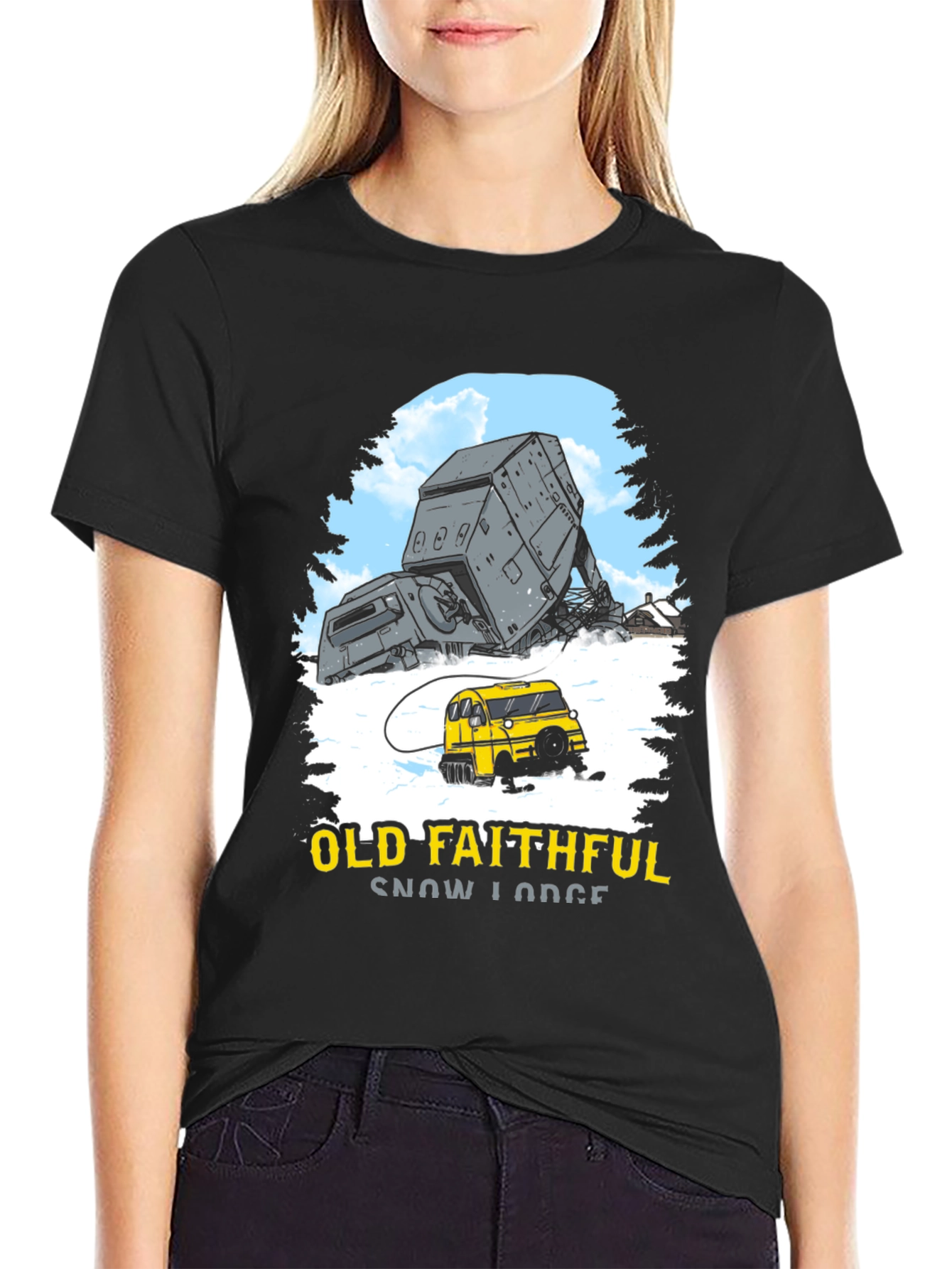 Black Old Faithful Snow Lodge Graphic Tee view 2