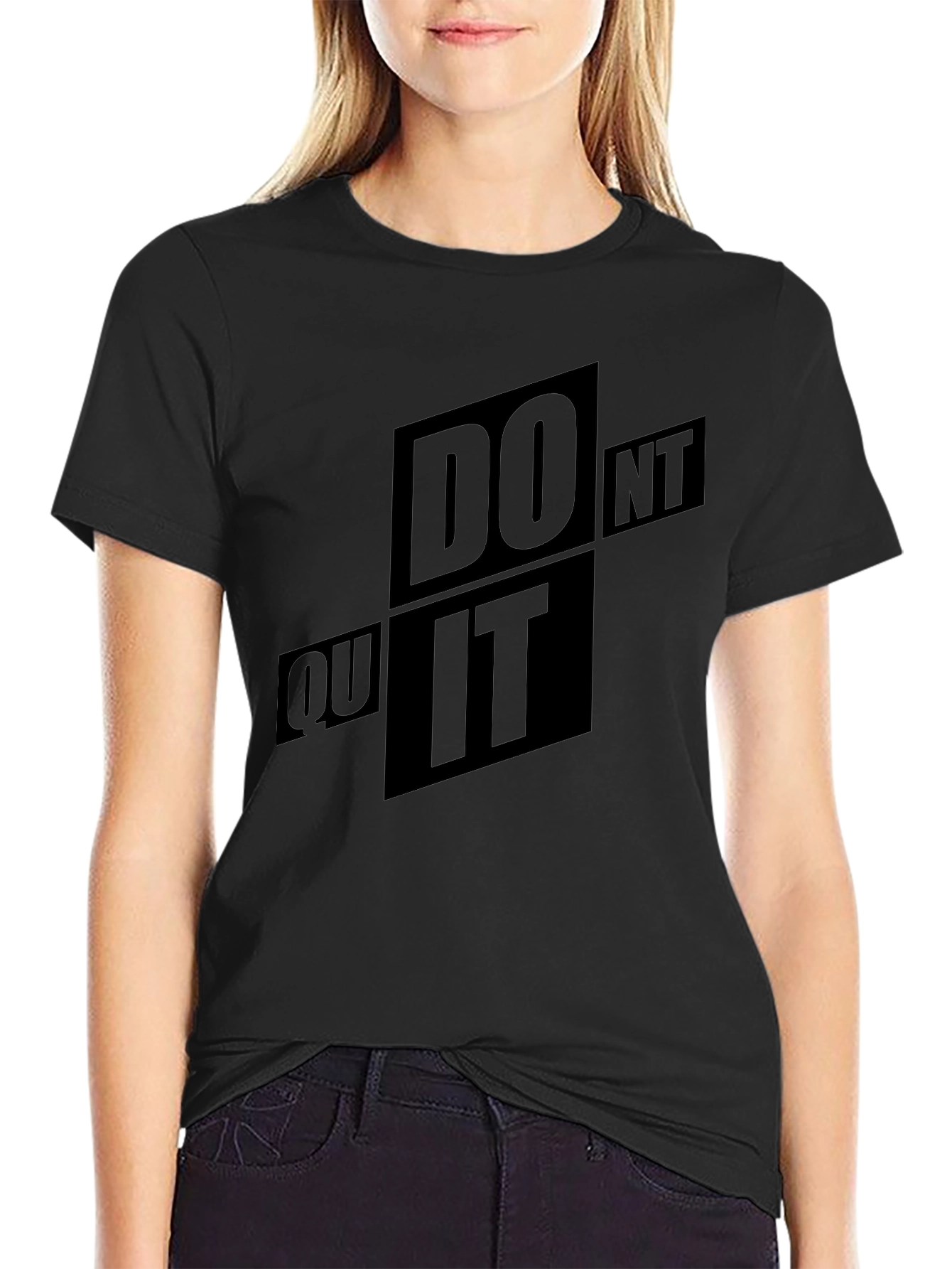 Black Motivational 'Do It' Black Graphic T-Shirt view 2