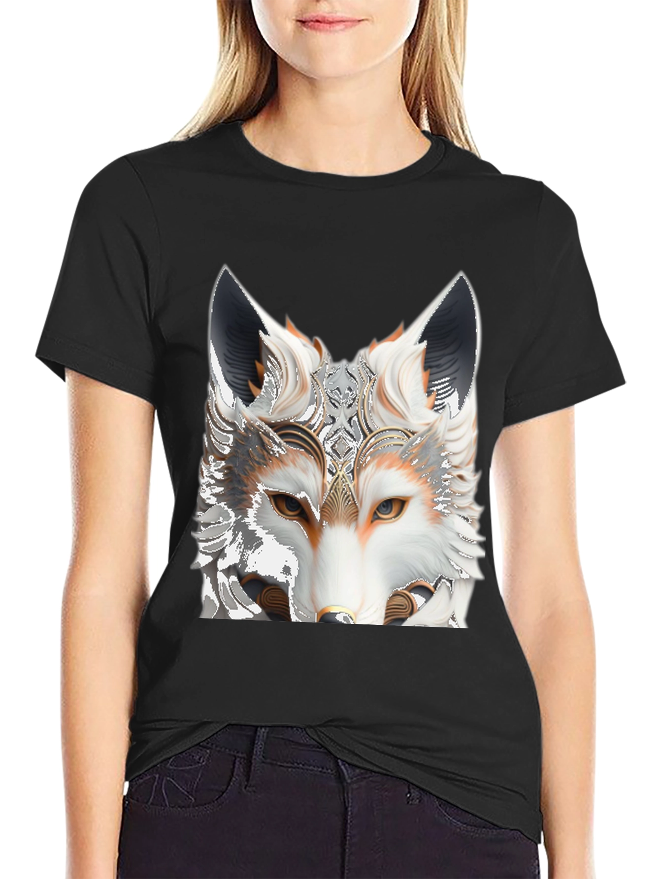 Black Fox Head Graphic Tee view 2