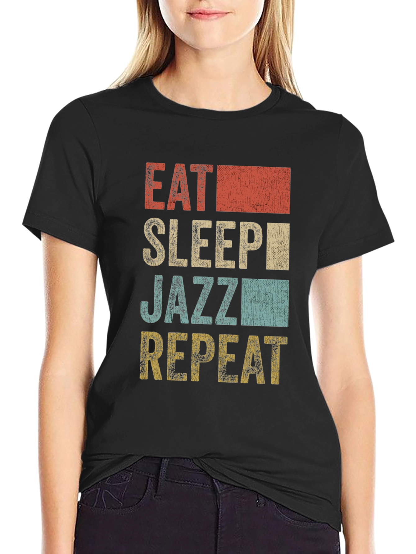 Black Eat Sleep Jazz Repeat T-Shirt view 2