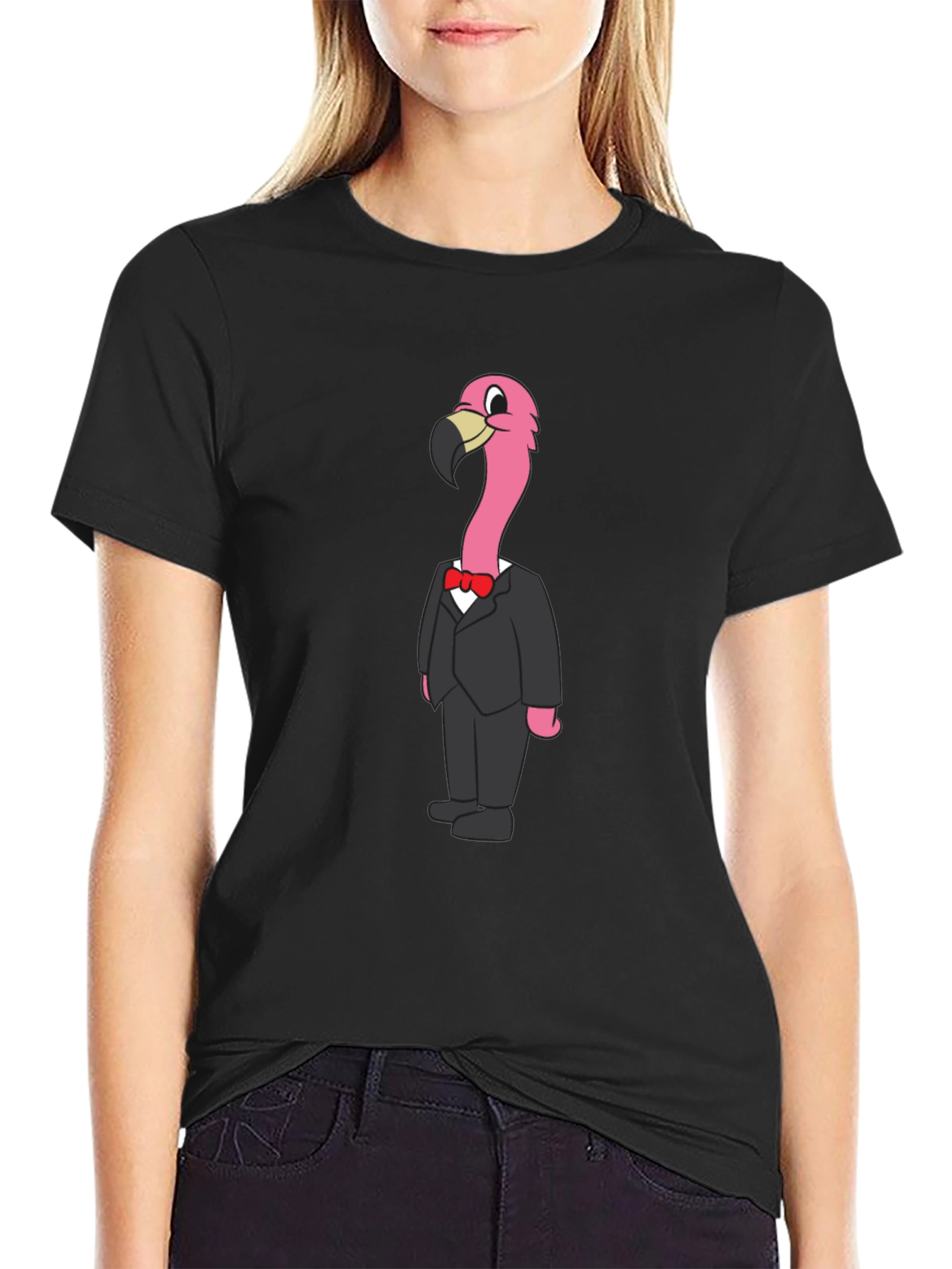 Black Flamingo in a Suit Graphic T-Shirt view 2