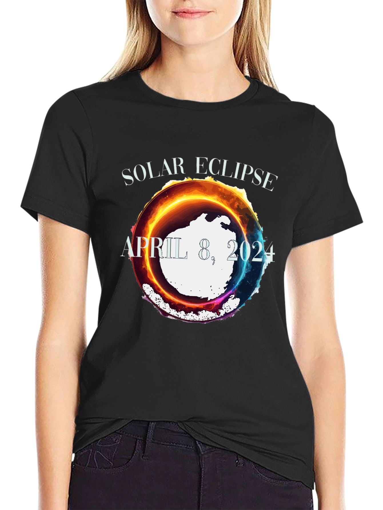 Black Solar Eclipse April 8 2024 T-Shirt view 2