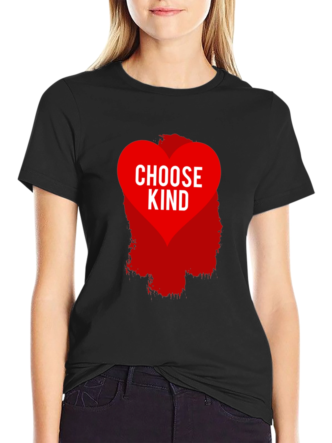 Black Choose Kind Graphic Tee - Black Cotton Blend Shirt view 2