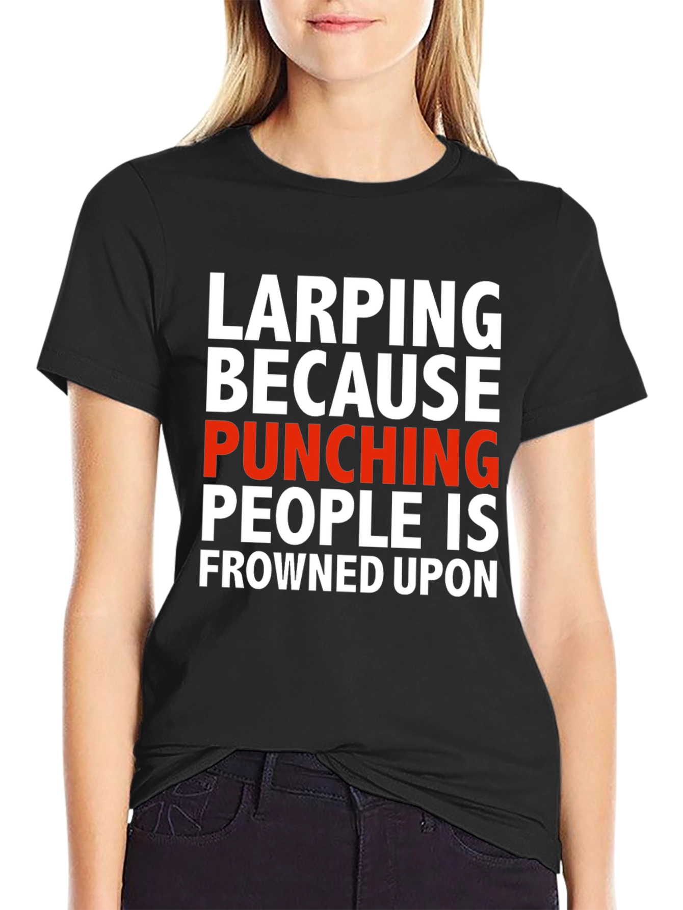 Black LARPing Because Punching People T-Shirt view 2