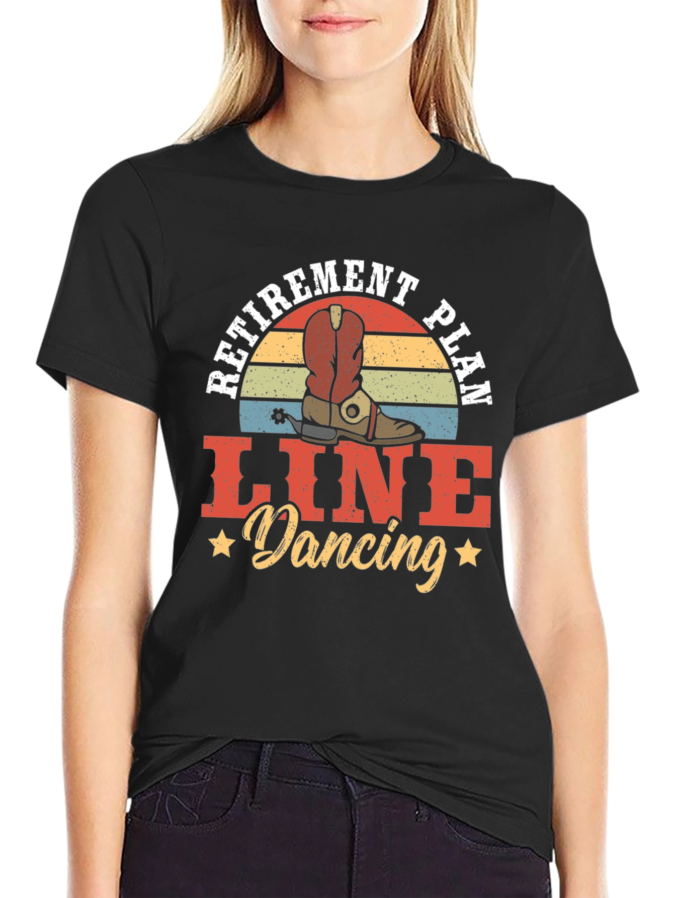 Black Retirement Plan Line Dancing T-Shirt view 2