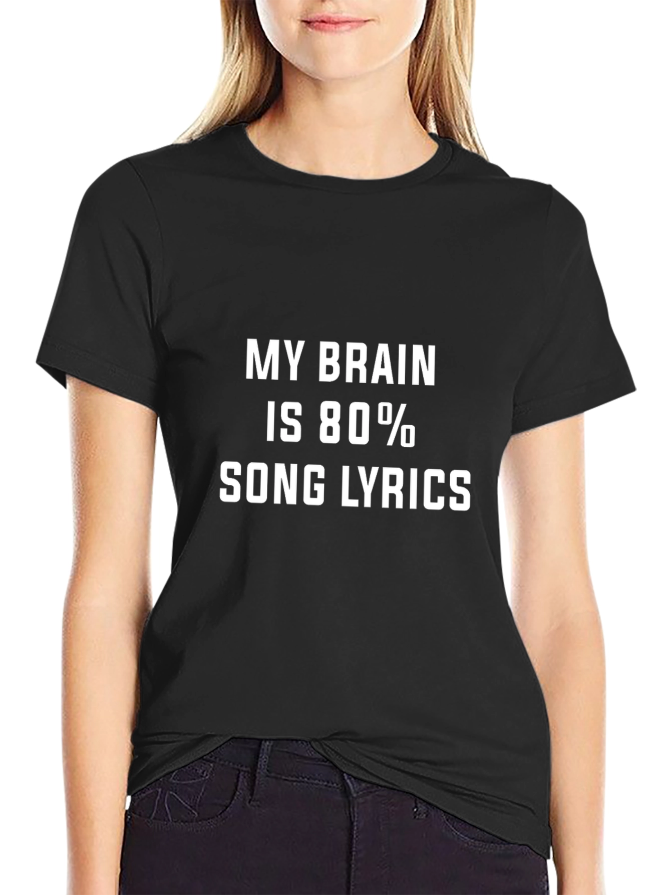 Black My Brain Is 80% Song Lyrics Black Tee view 2
