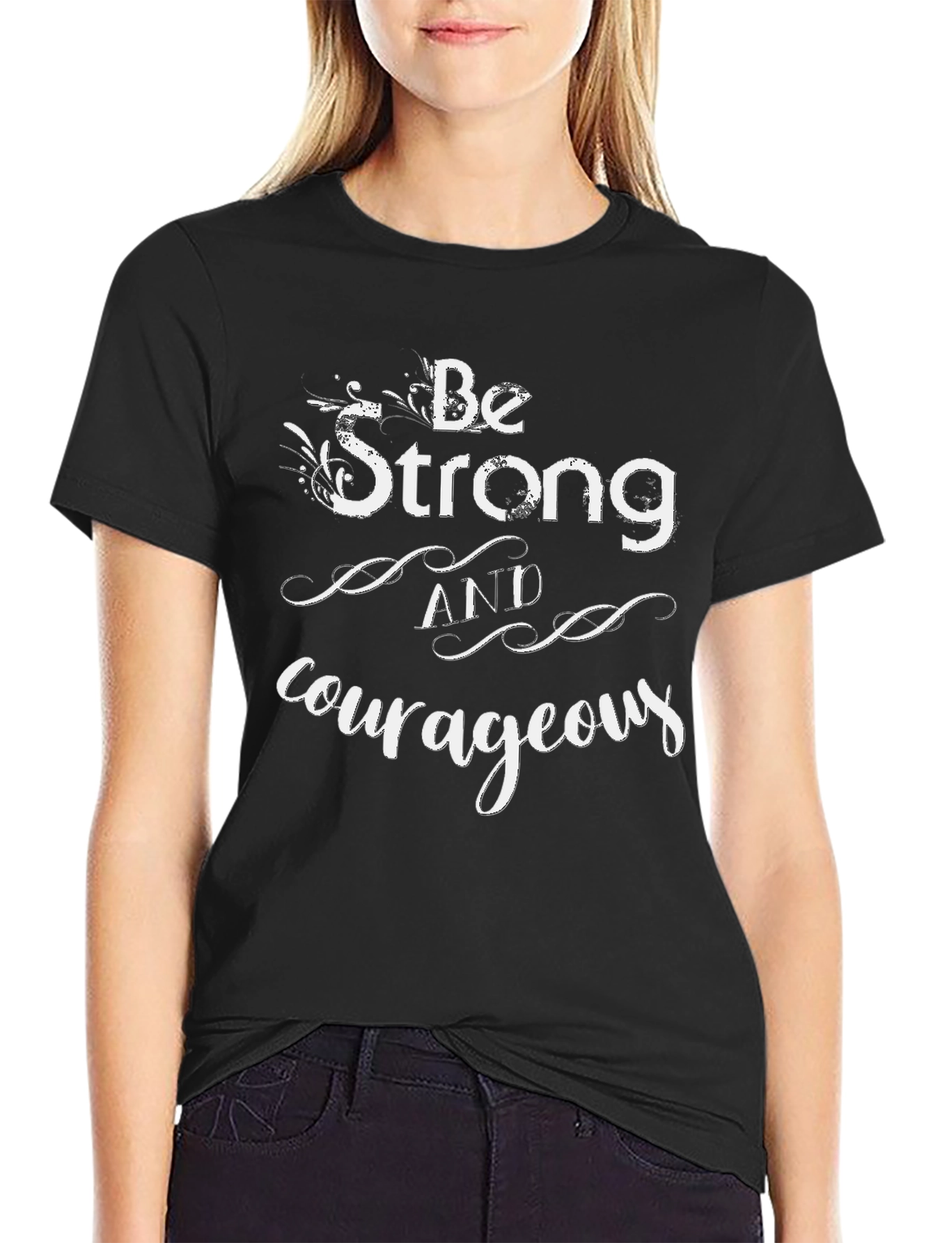 Black Be Strong & Courageous Black Graphic Tee view 2