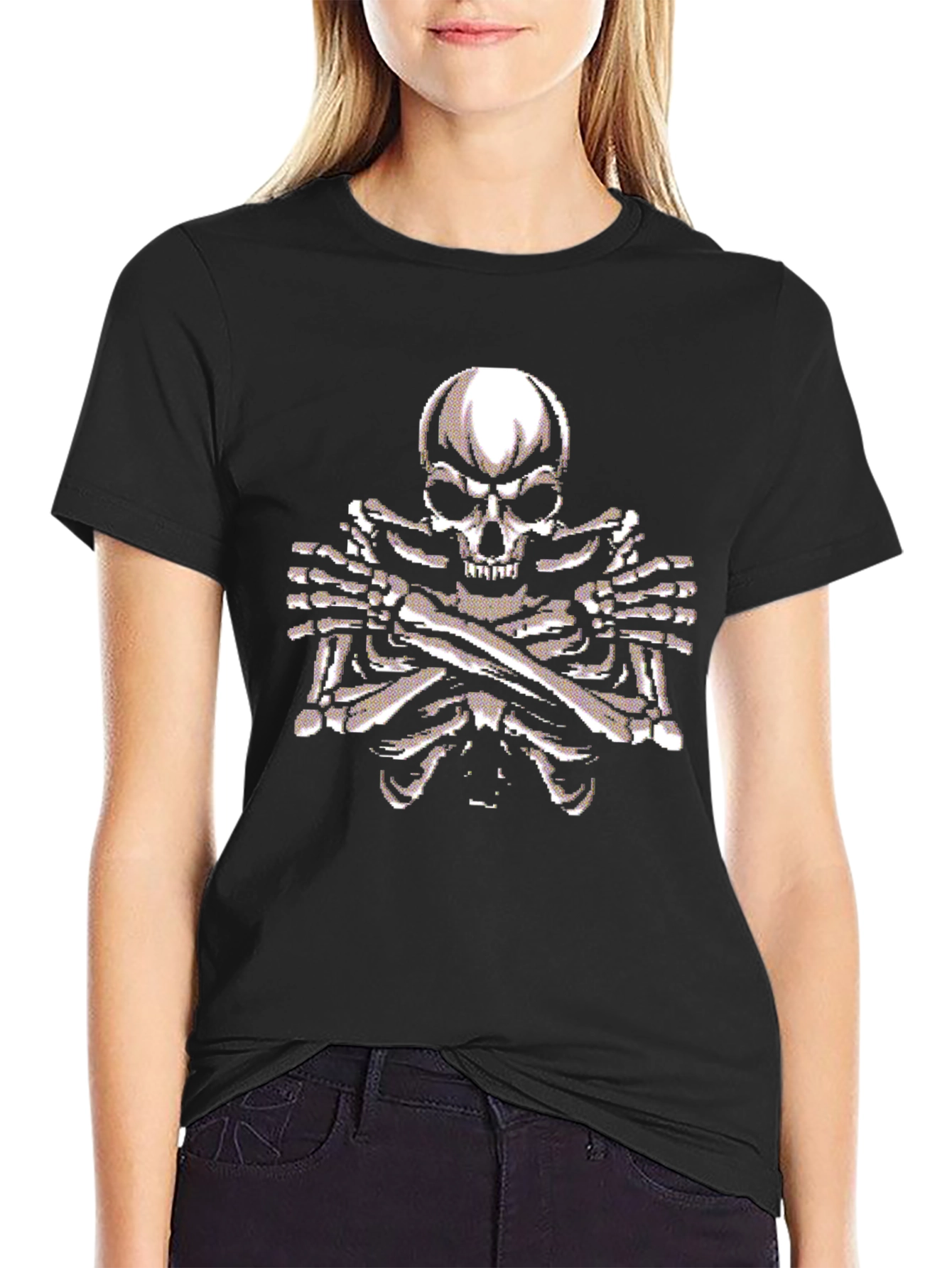 Black Skull & Crossbones Graphic Tee - Black view 2
