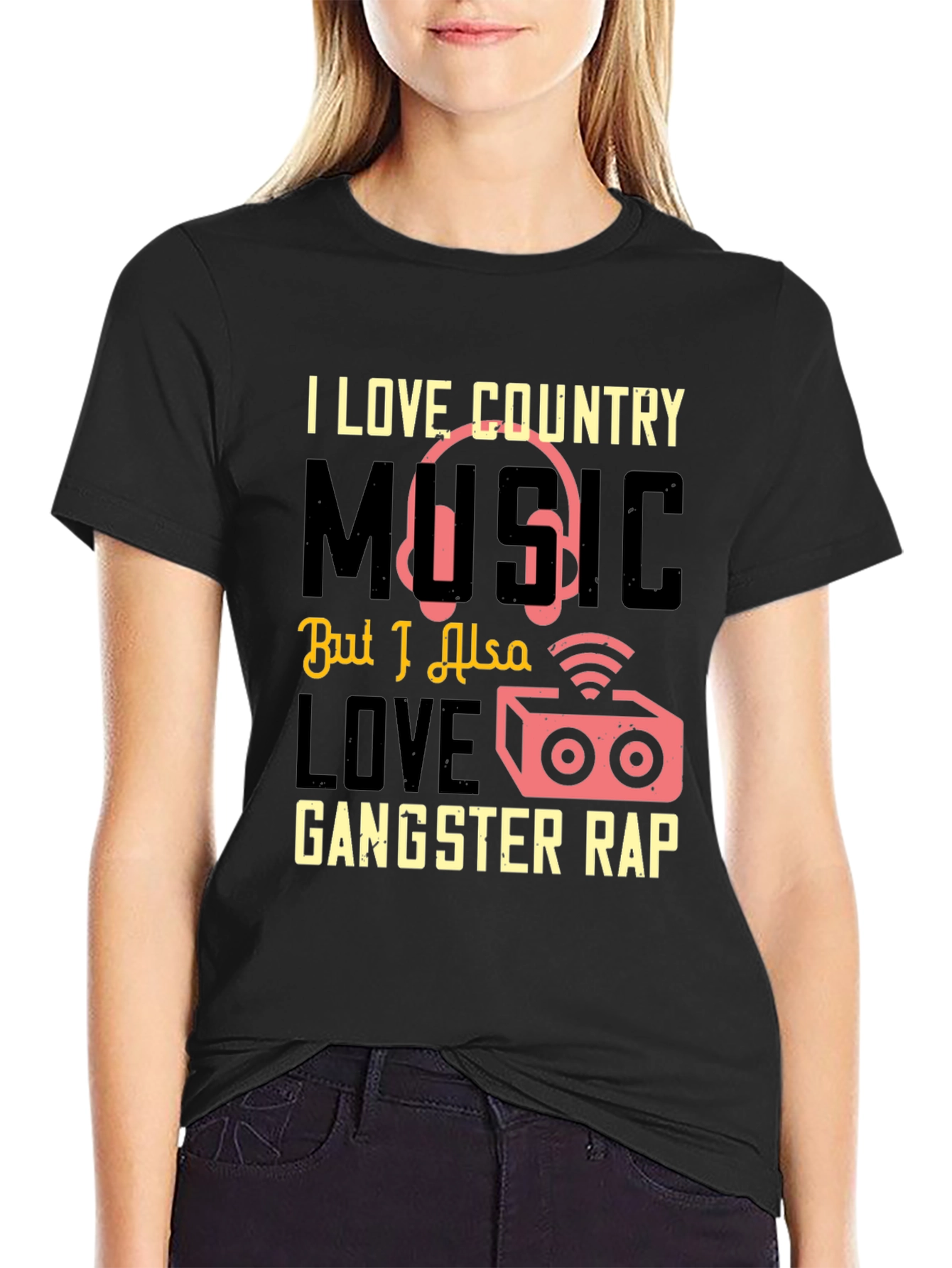 Black Country Music & Gangster Rap Graphic T-Shirt view 2