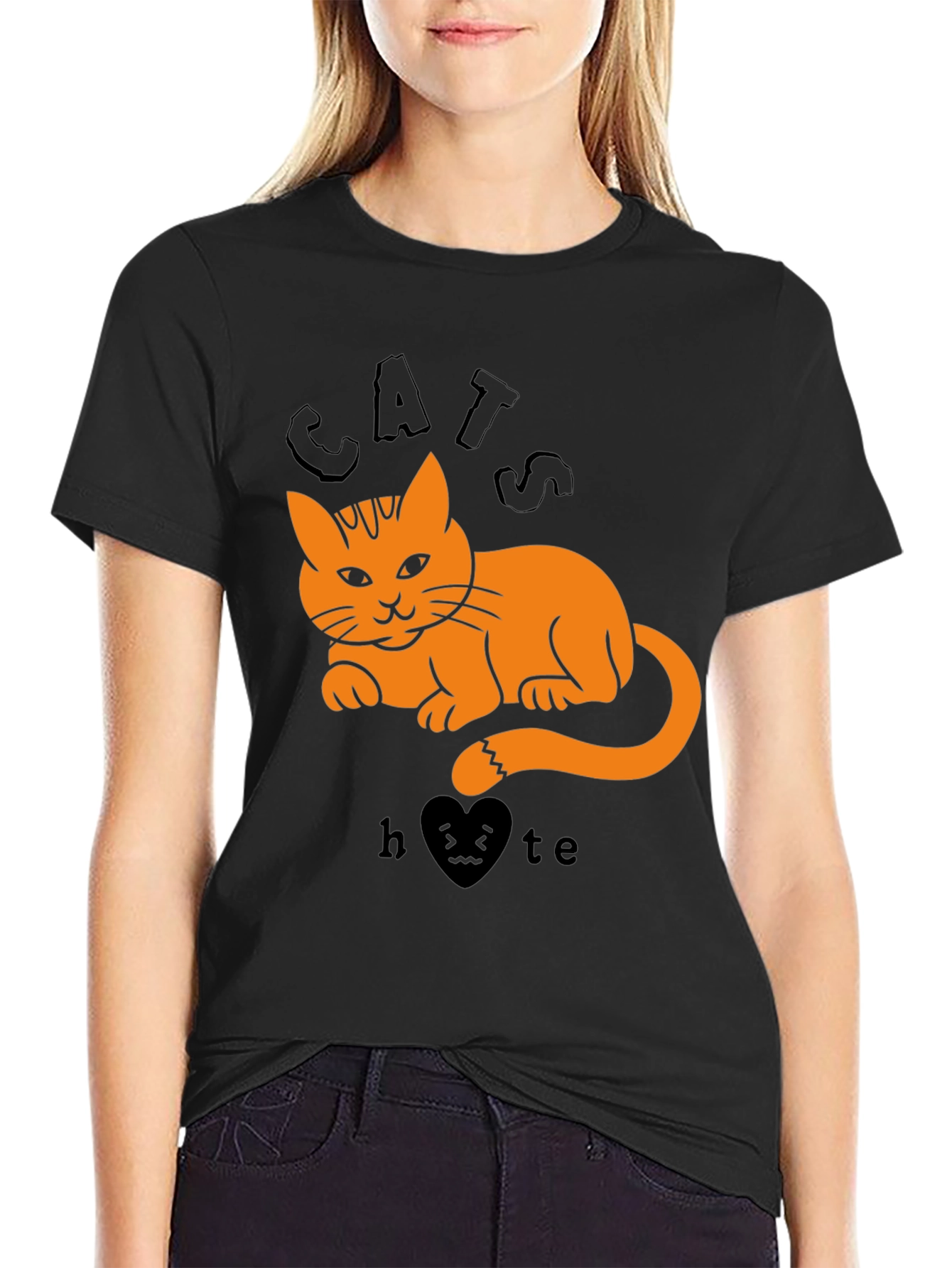 Black Cats Hate Heart Tee view 2