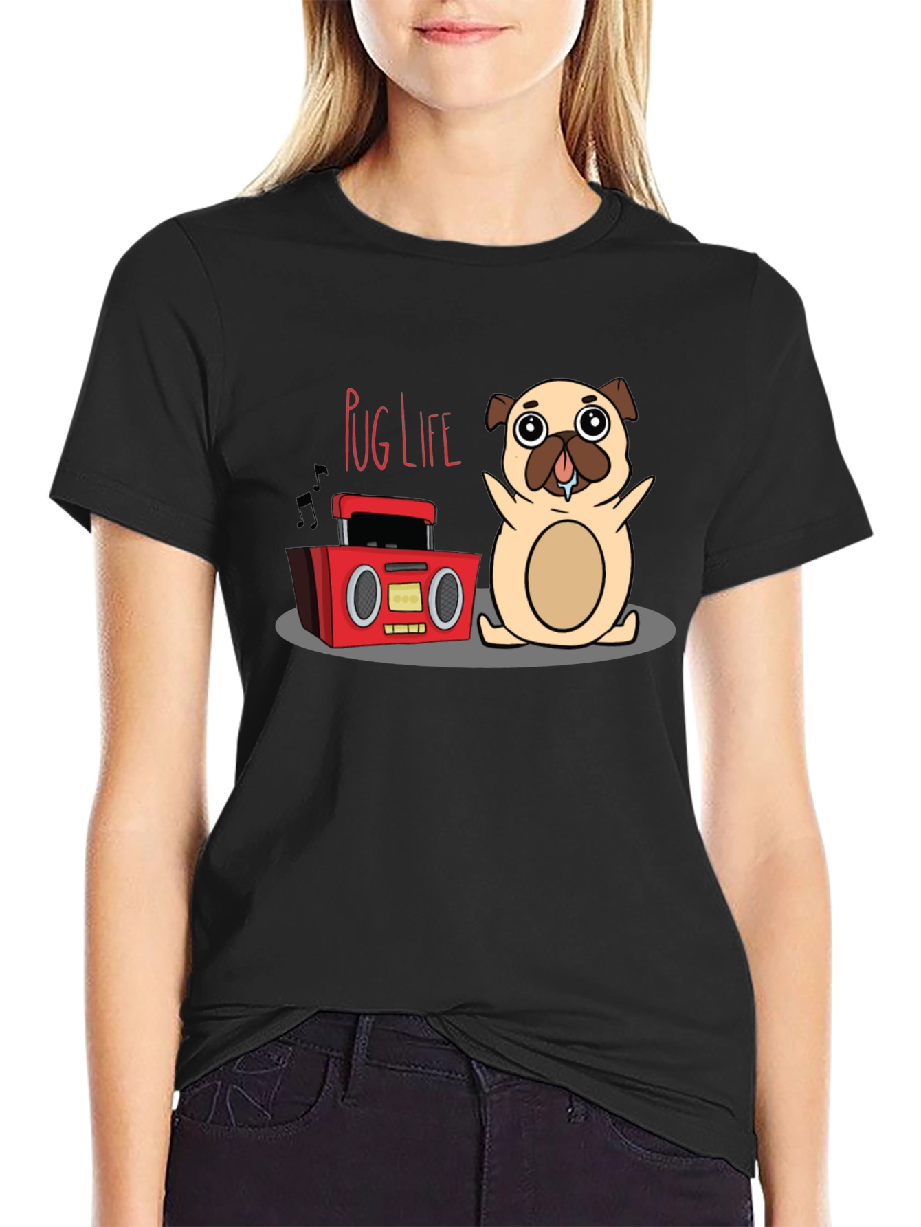 Black Pug Life Graphic Tee - Funny Dog T-Shirt view 2