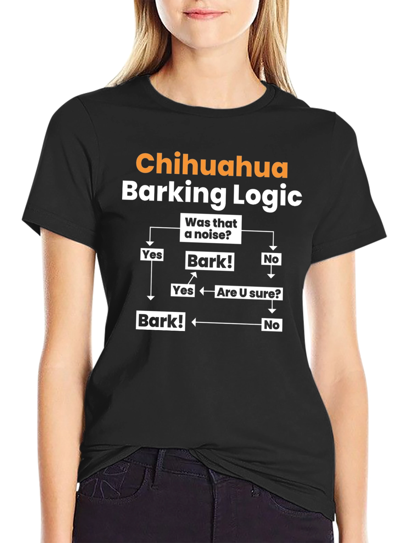 Black Chihuahua Barking Logic Graphic T-Shirt view 2
