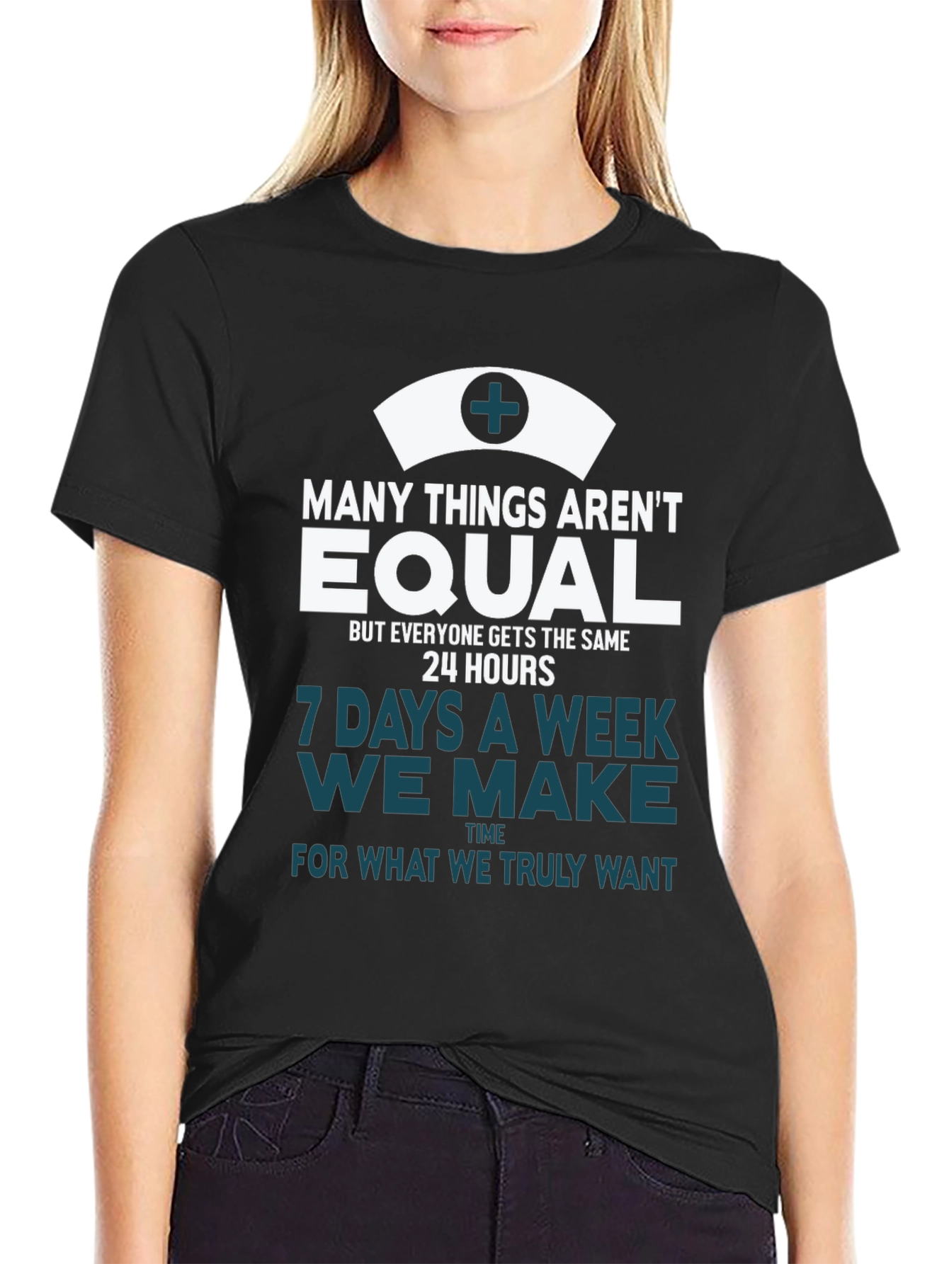 Black Nurse Life T-Shirt - Many Things Aren't Equal view 2