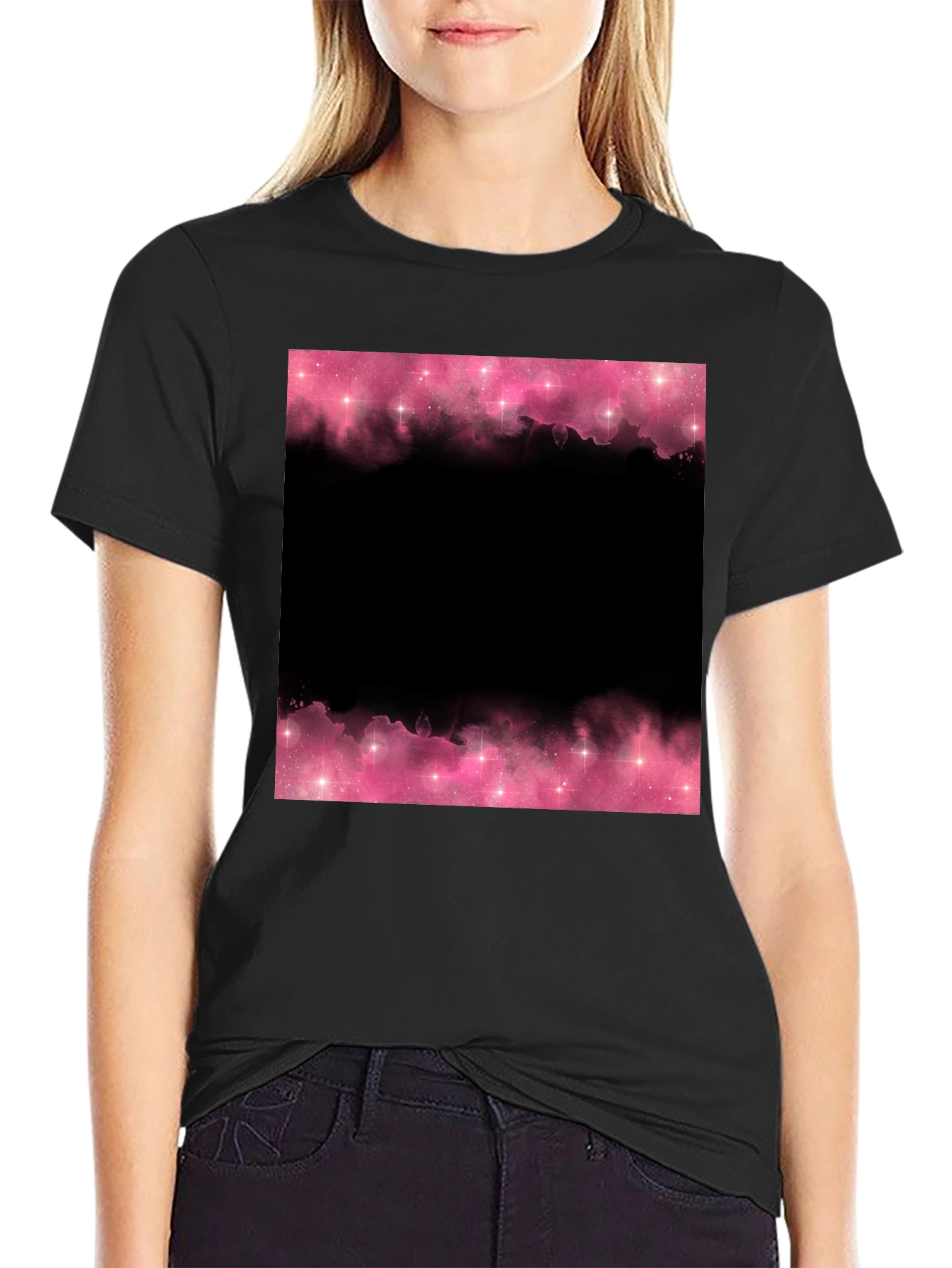 Black Pink Galaxy Black T-Shirt view 2