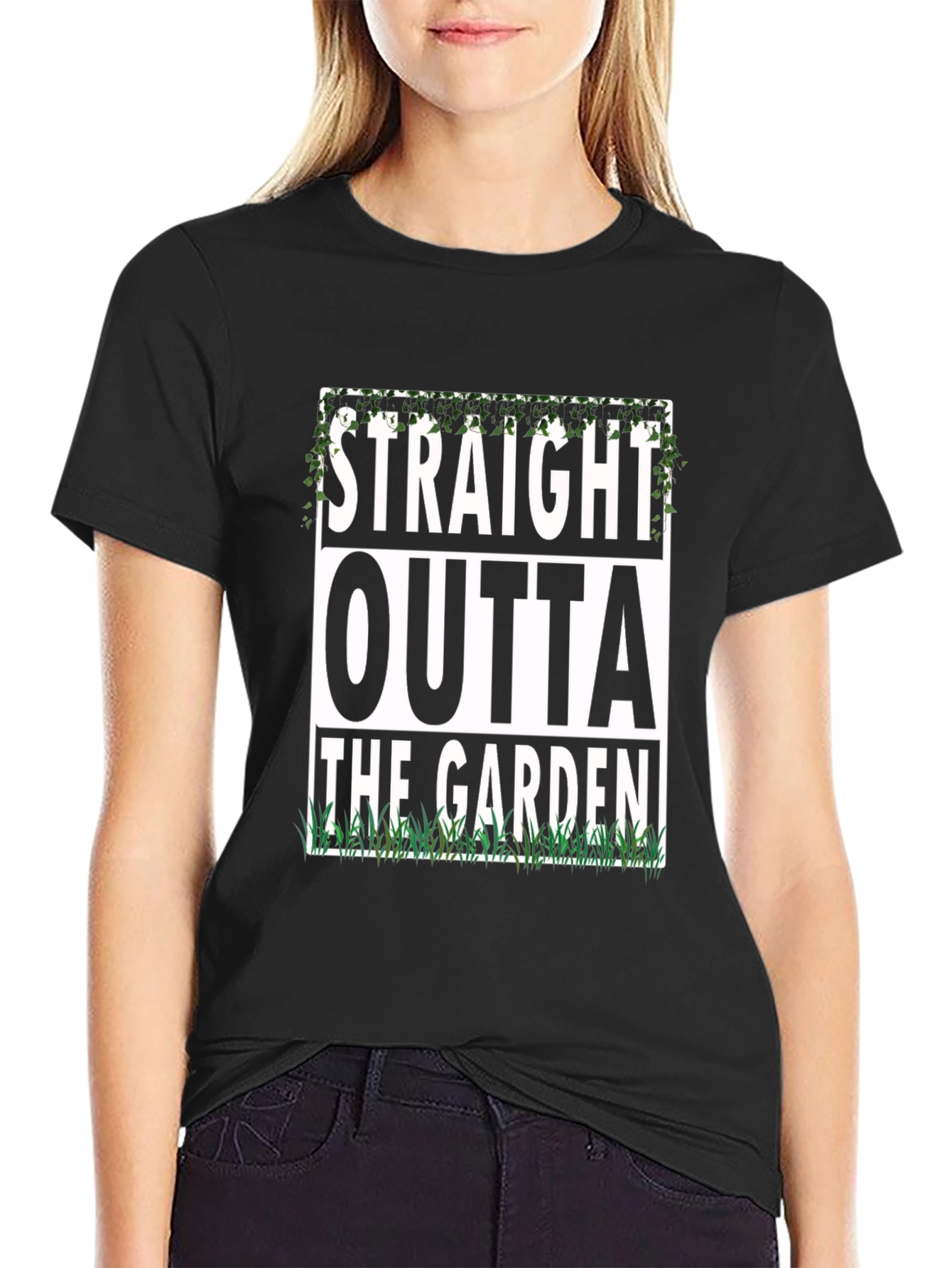 Black Straight Outta The Garden Funny T-Shirt view 2