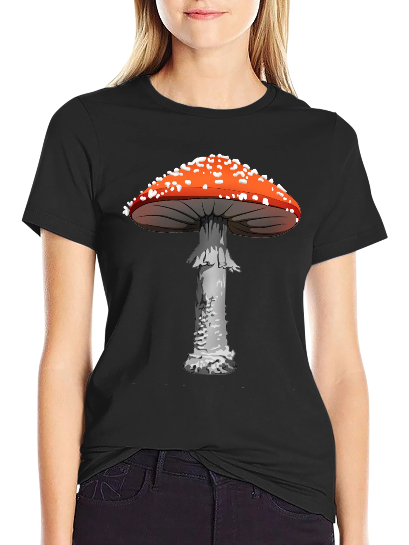 Black Mushroom Graphic Tee - Funky Novelty Print view 2