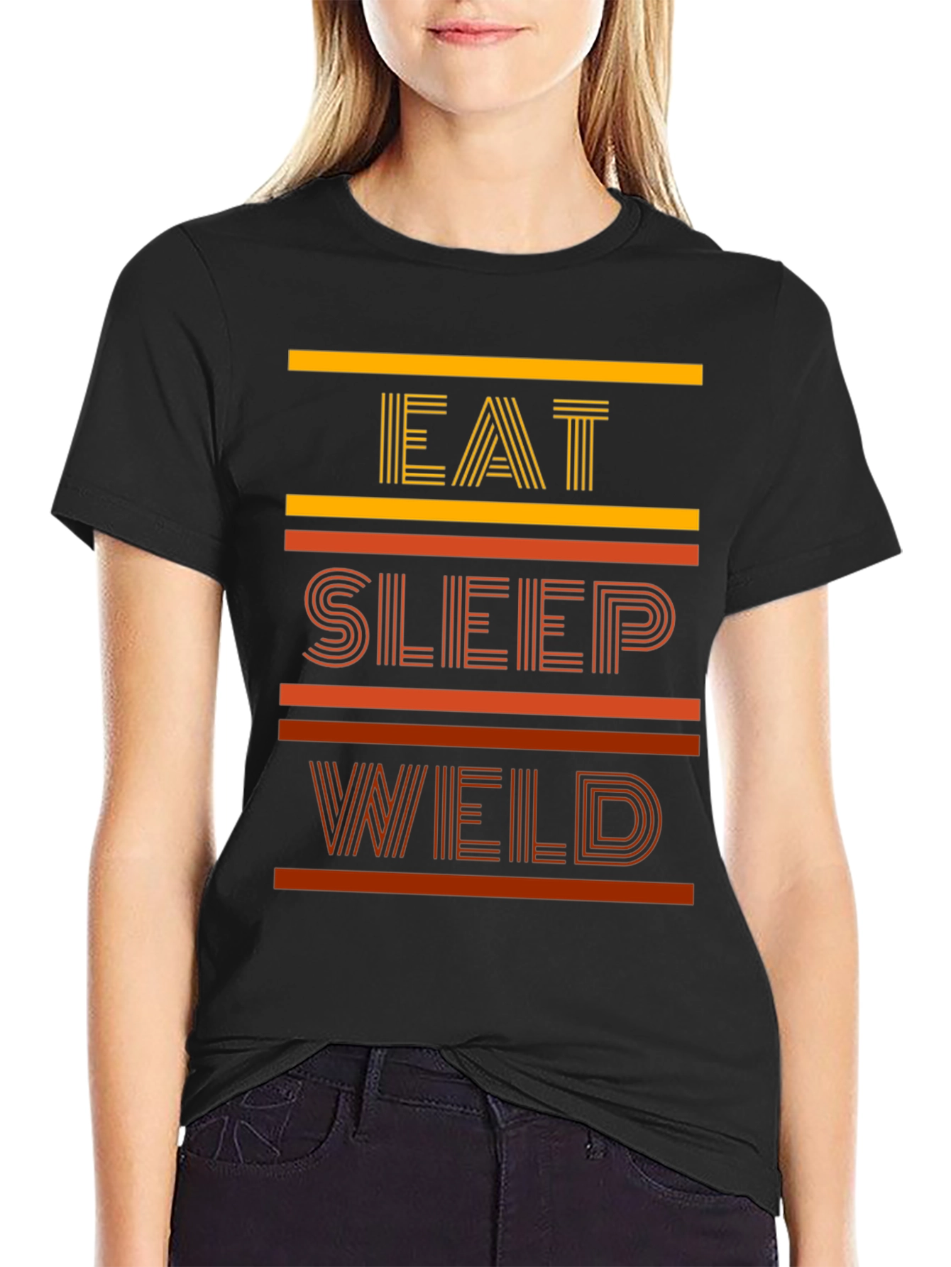 Black Eat Sleep Weld Graphic T-Shirt view 2