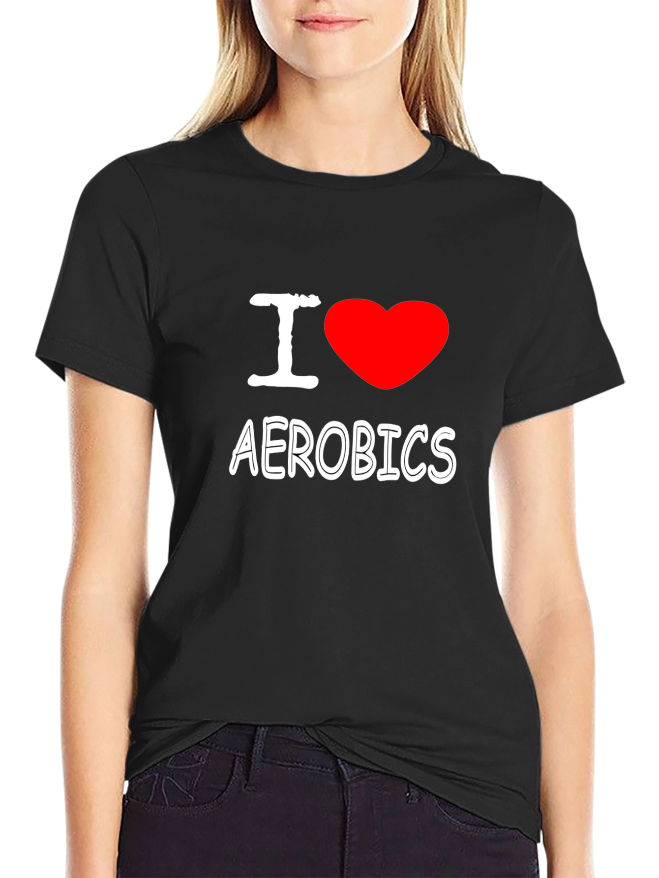 Black I Heart Aerobics Black Cotton Tee view 2