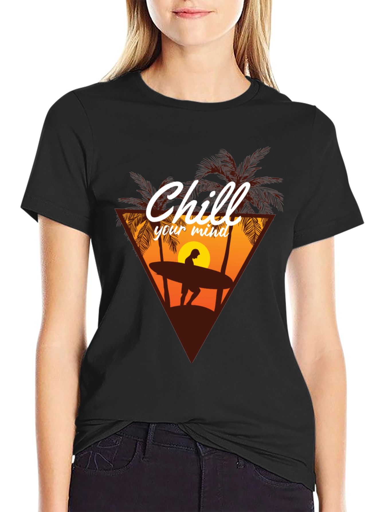 Black Chill Your Mind T-Shirt - Surfer Graphic Tee view 2