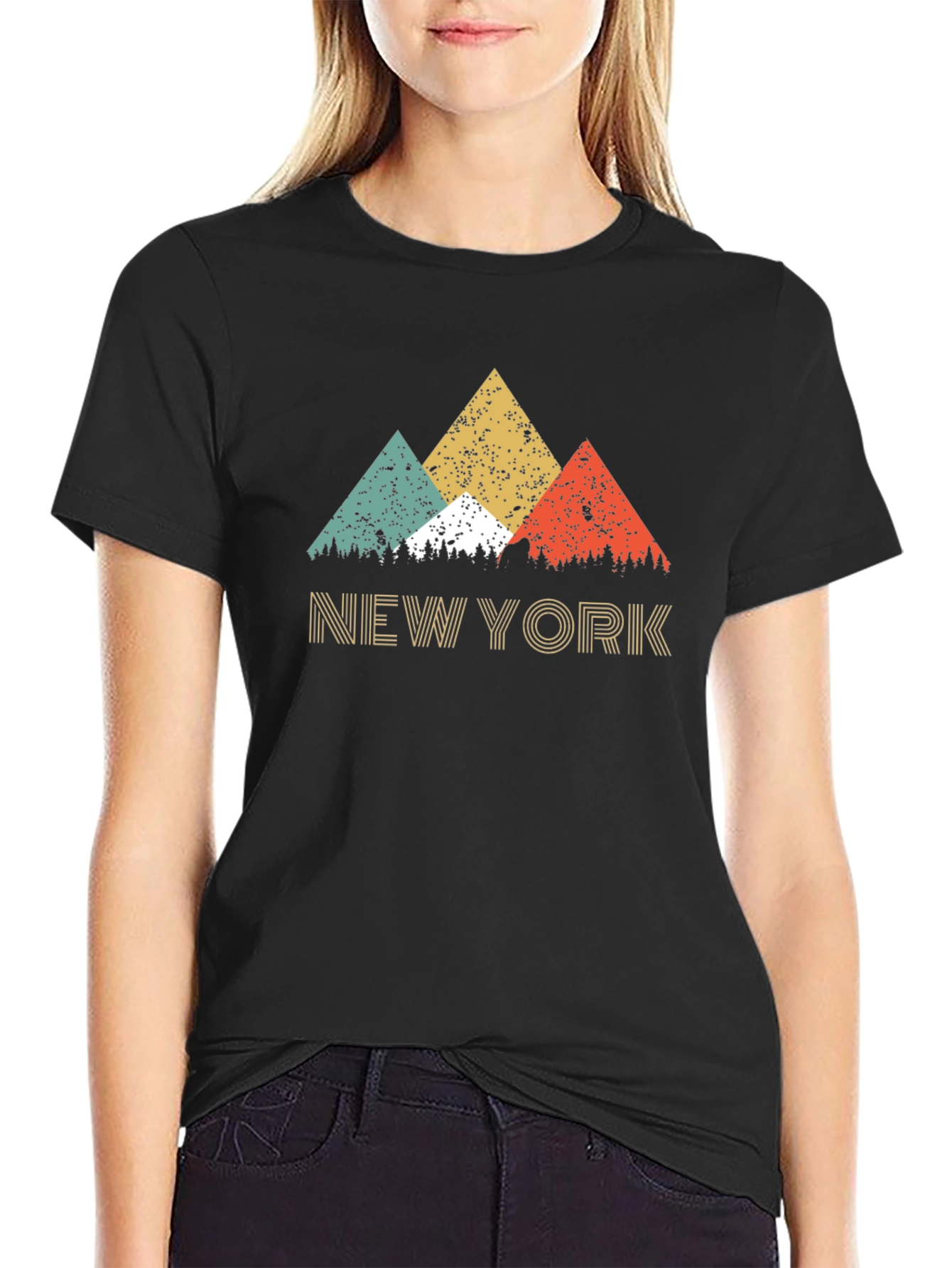 Black Retro New York Mountain Graphic Tee view 2